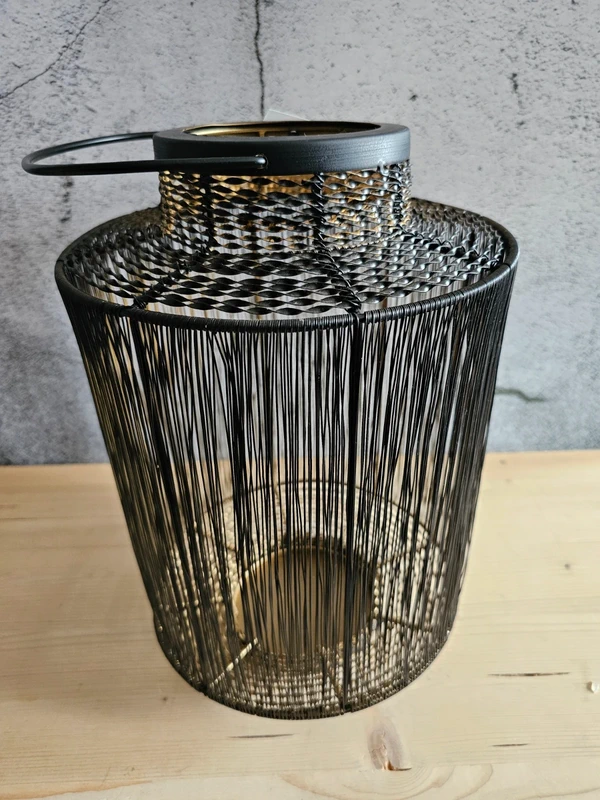 Windlicht Kerzenhalter Laterne Eisen Farbe schwarz-gold Höhe 33 cm