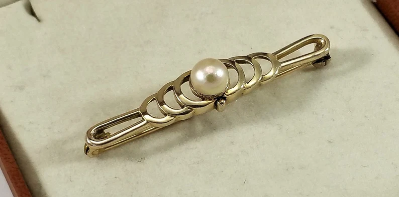 Anstecknadel Brosche Silber 835 Perle Design edel Vintage selten rar SB195