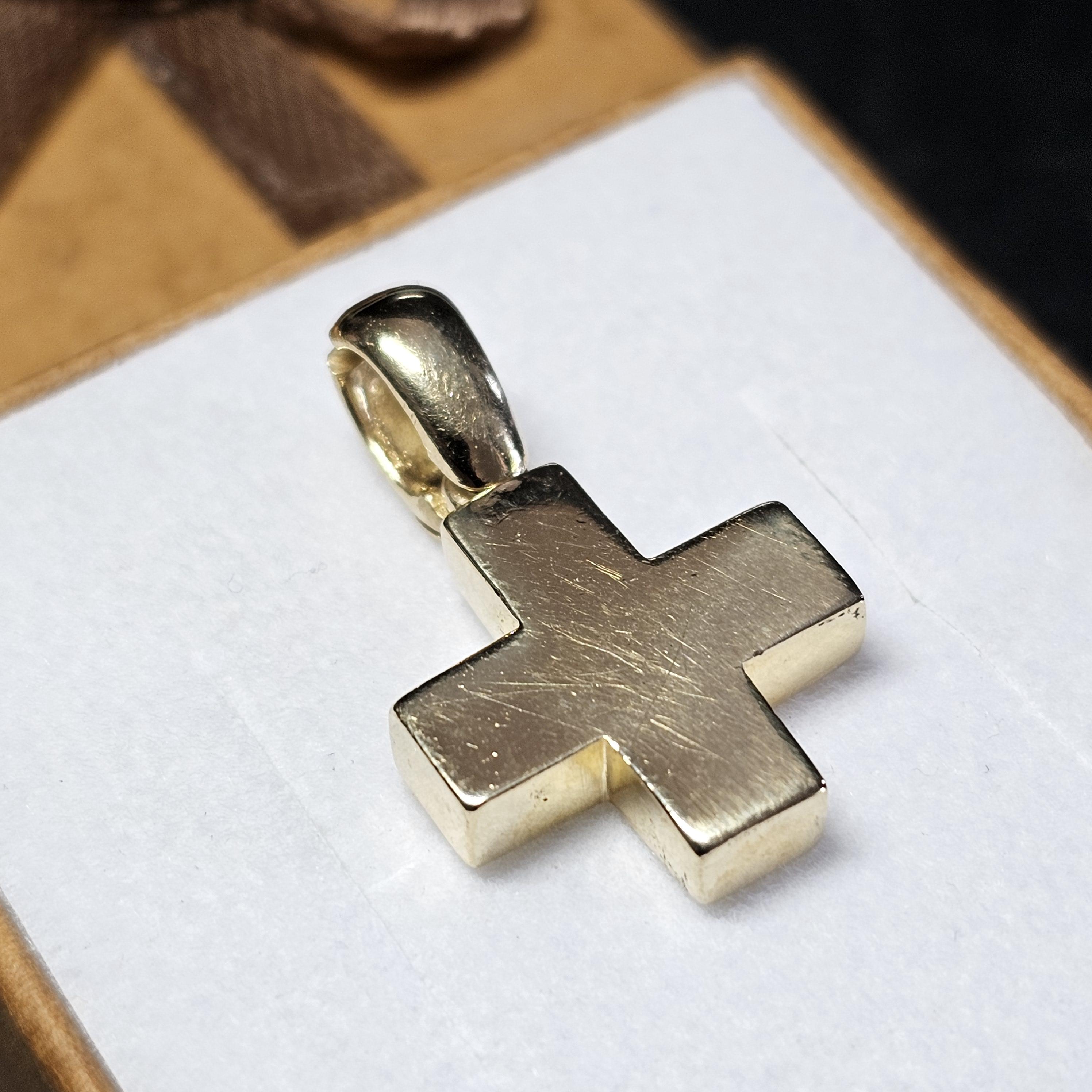 Anhänger Kreuz klein - ohne Kette - Gold 585 massiv schlichtes Design Vintage elegant GAN148