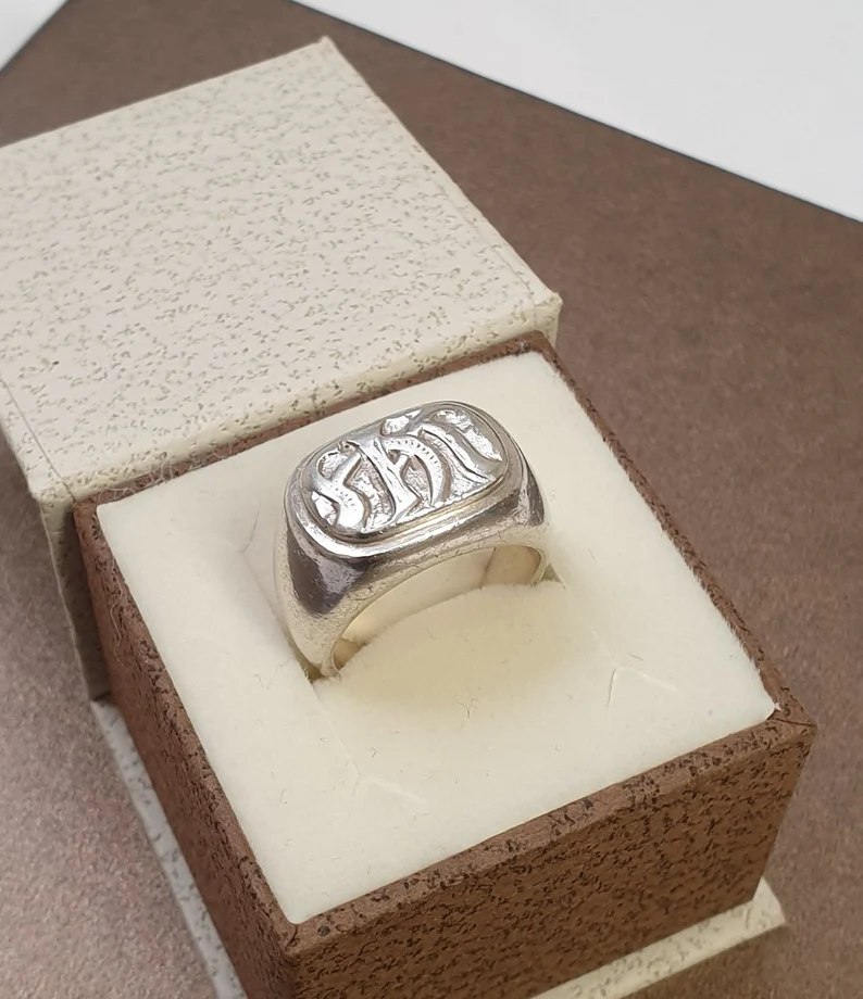 17,8 mm Siegelring Ring Silber 835 Initialen Buchstaben "hk" Vintage elegant SR1113