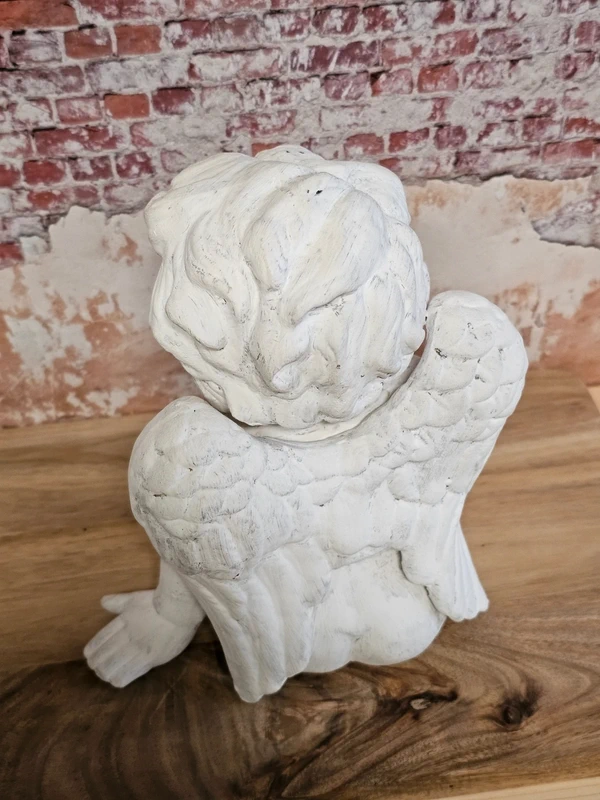 Gartenfigur Sitzender Engel Skulptur Dekoration Engel Figur