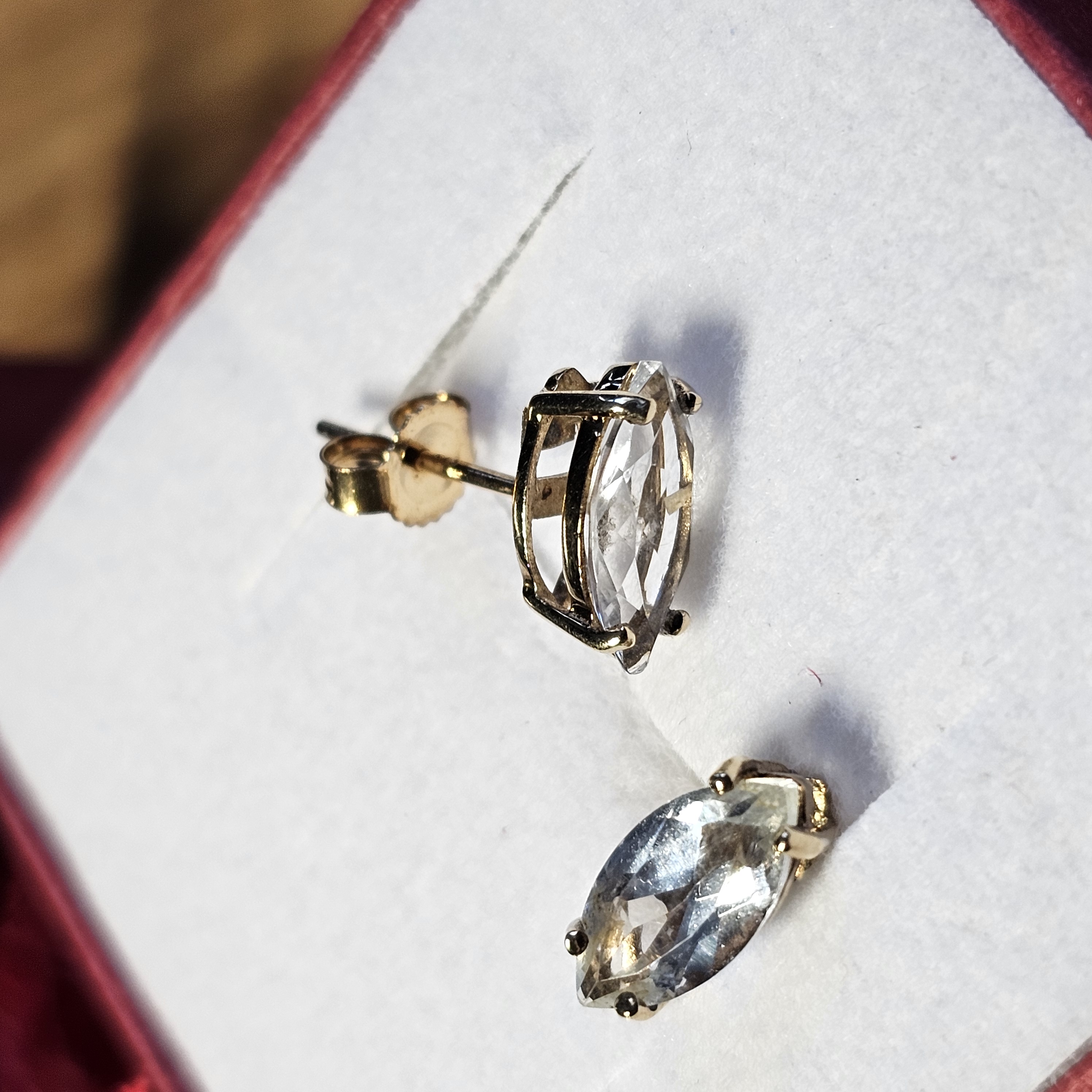 Elegante Ohrringe Ohrstecker Gold 375 Bergkristall Kristall Vintage Design selten rar OR130