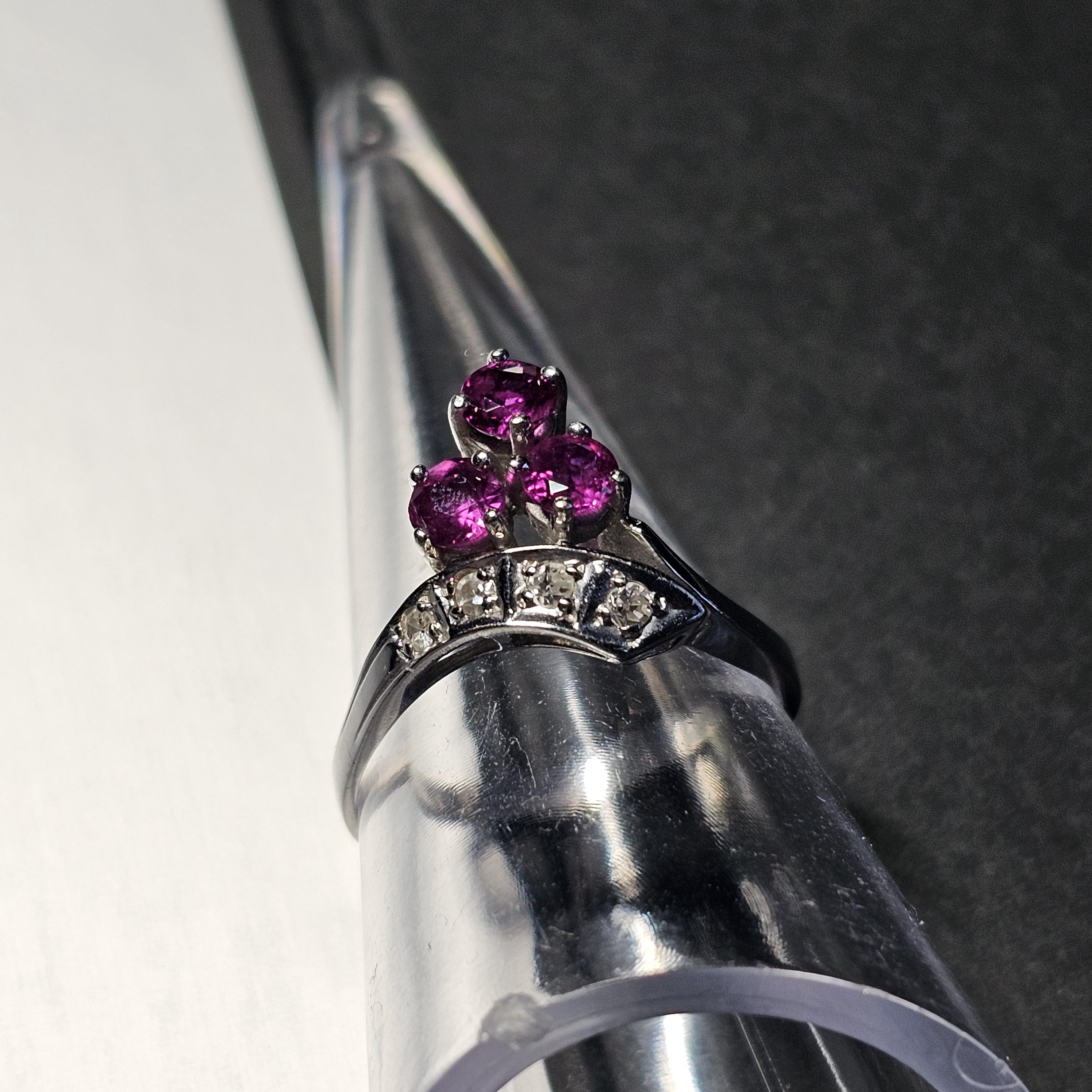 17,5 mm Ring Gold 585 Weißgold Rubine & Diamanten Vintage Eleganz GR343