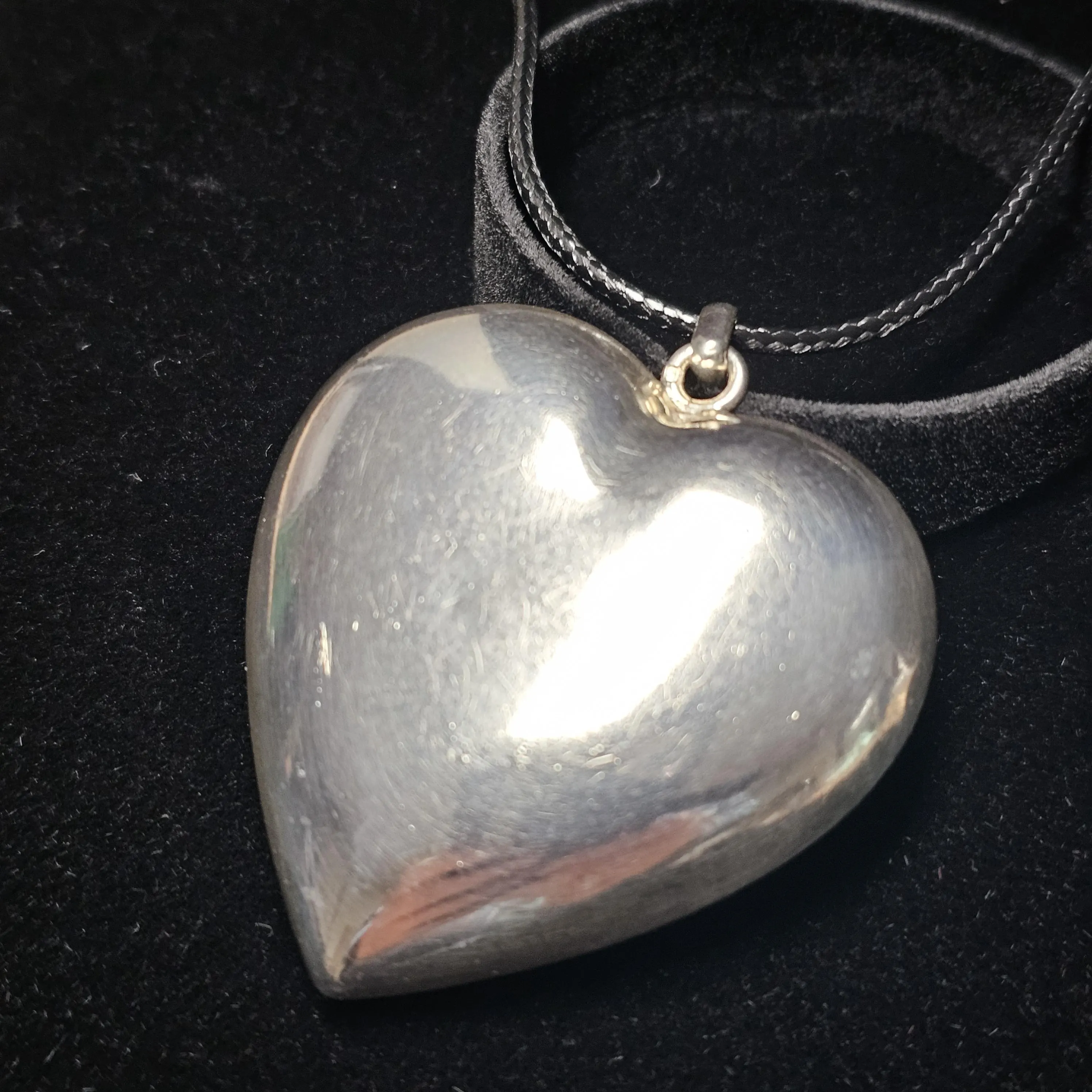 Großer Anhänger ohne Kette Herz Silber 925 Silberherz bauchig Vintage elegant SKA136