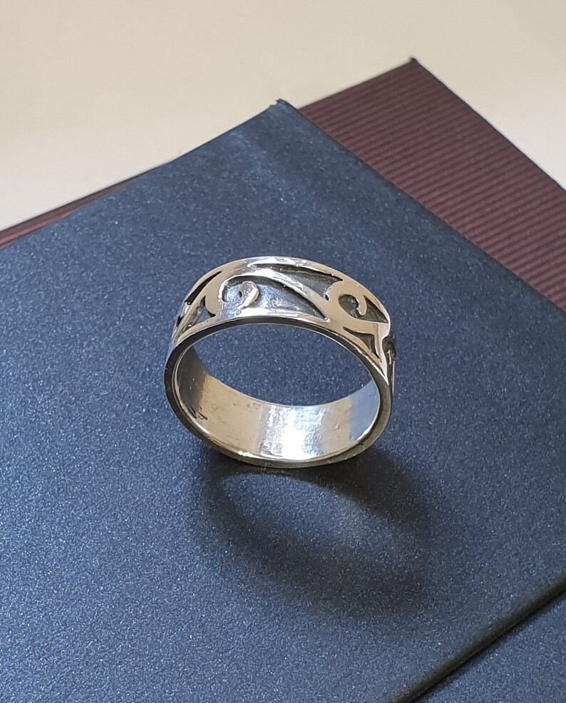 19,7 mm Nostalgischer Ring Bandring Silber 925 Vintage SR383