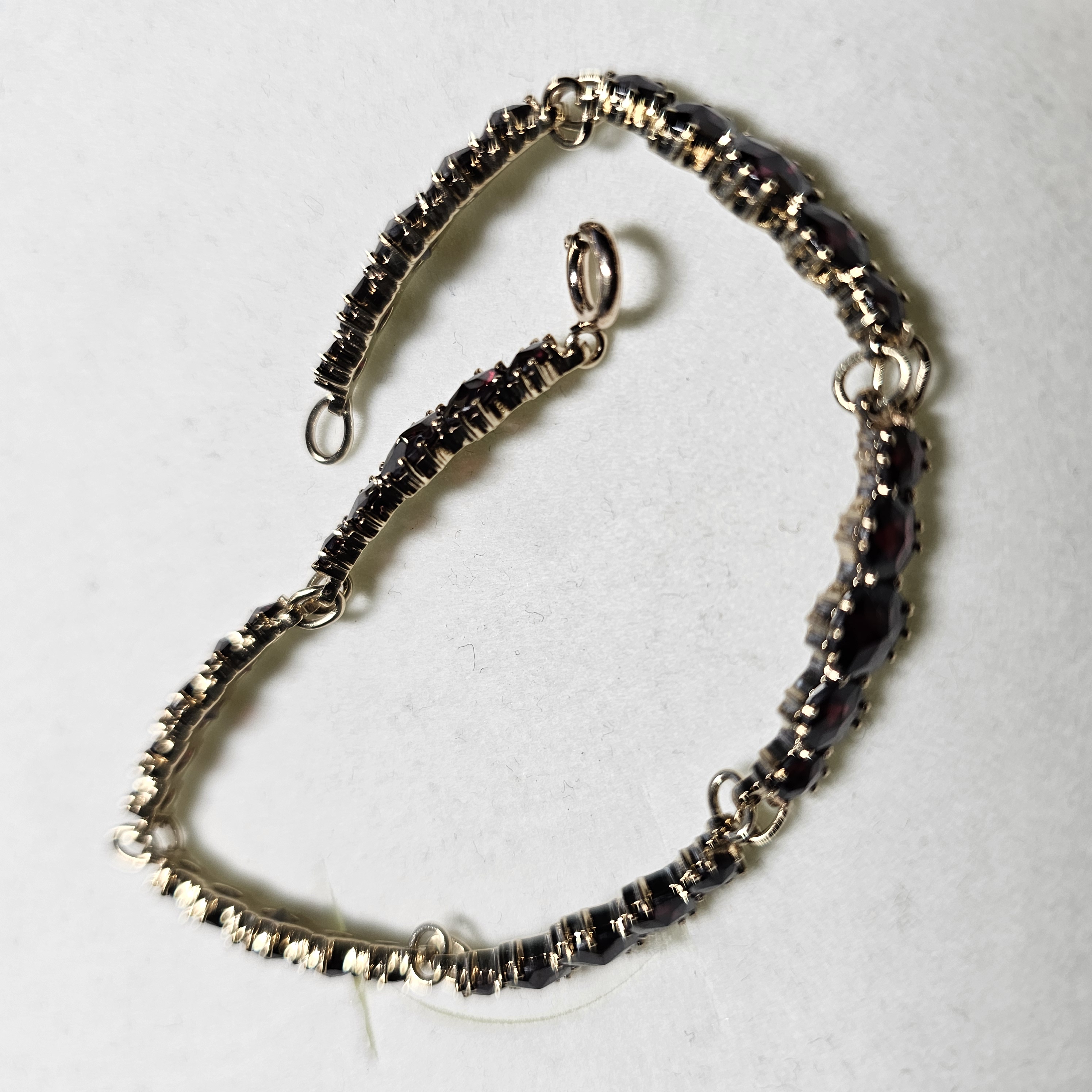 21 cm Nostalgisches Armband Gliederarmband Gold 333 Granat Shabby Vintage elegant GA124
