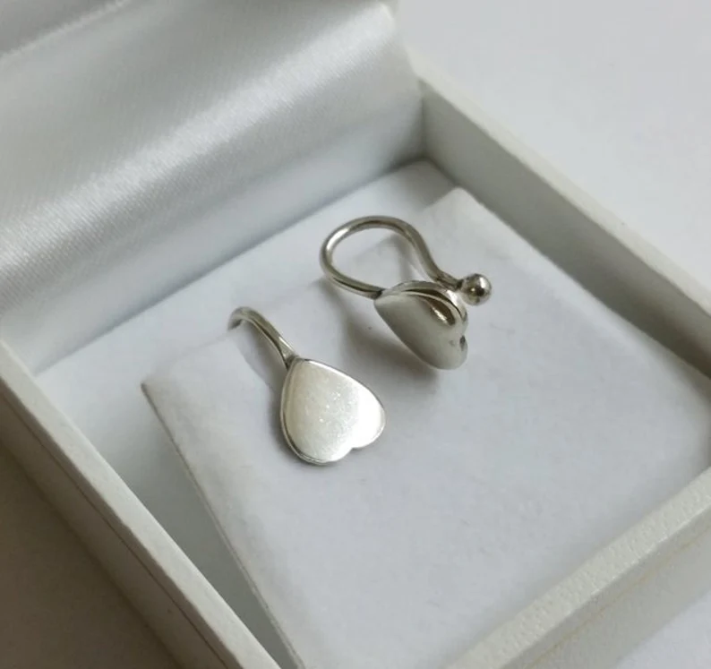 Kinderschmuck Ohrhänger Ohrhaken Ohrringe Silber 925 Herz Herzchen Vintage SO183