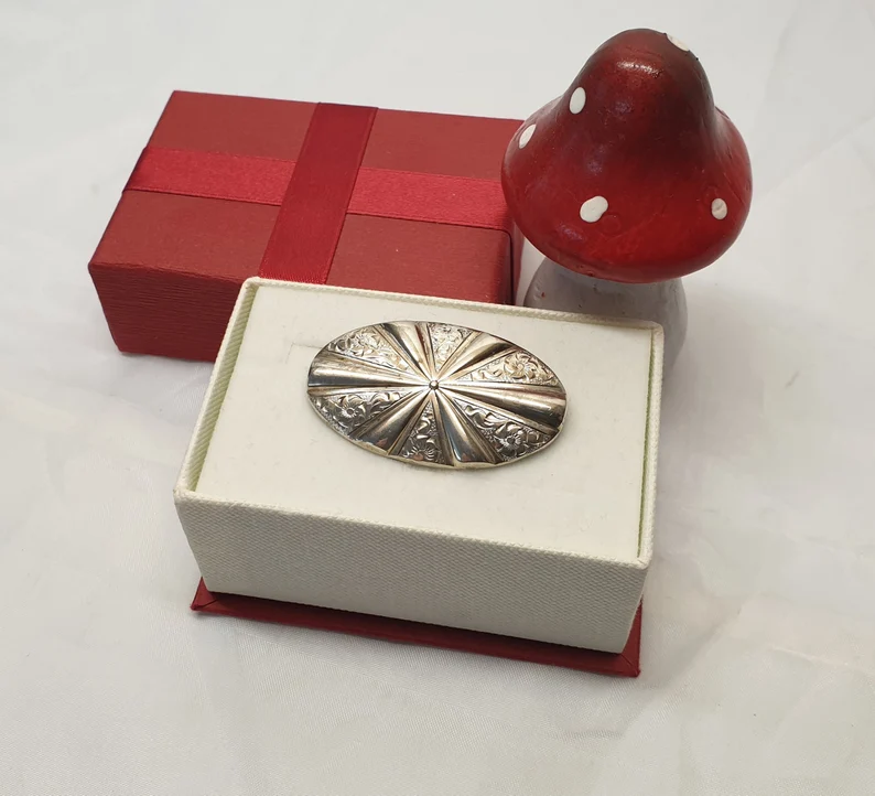 Antike Jugendstil Brosche Anstecknadel Silber 800 florales Design Shabby Vintage SB364