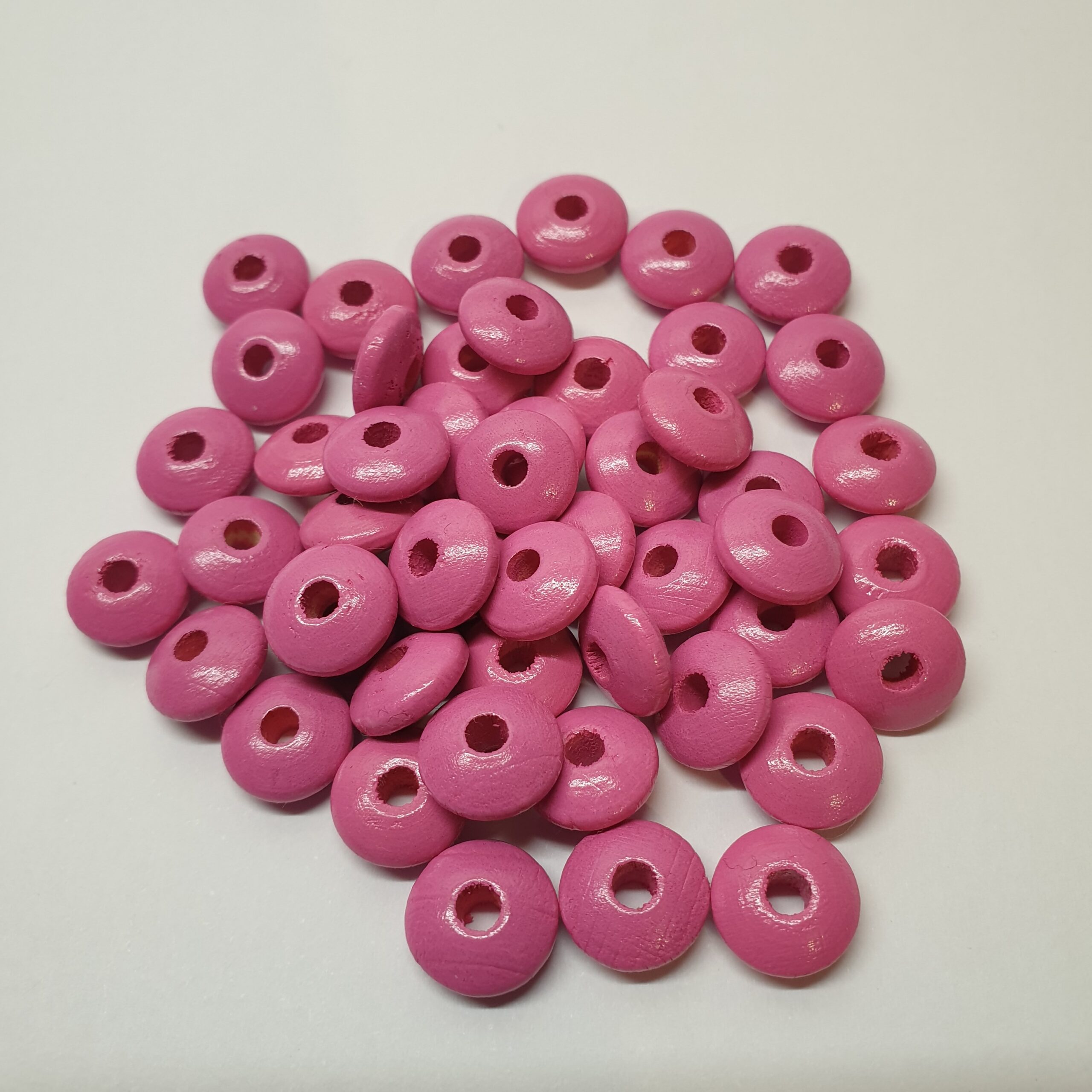 Holzperlen Holzlinsen Linsen rosa mittelrosa 10 mm ca. 50 Stck. LI124