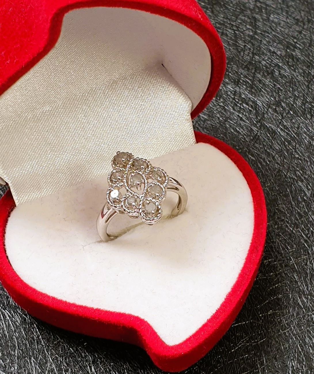 17 mm Nostalgischer Ring Silber 925 Diamanten edel Vintage SR1554