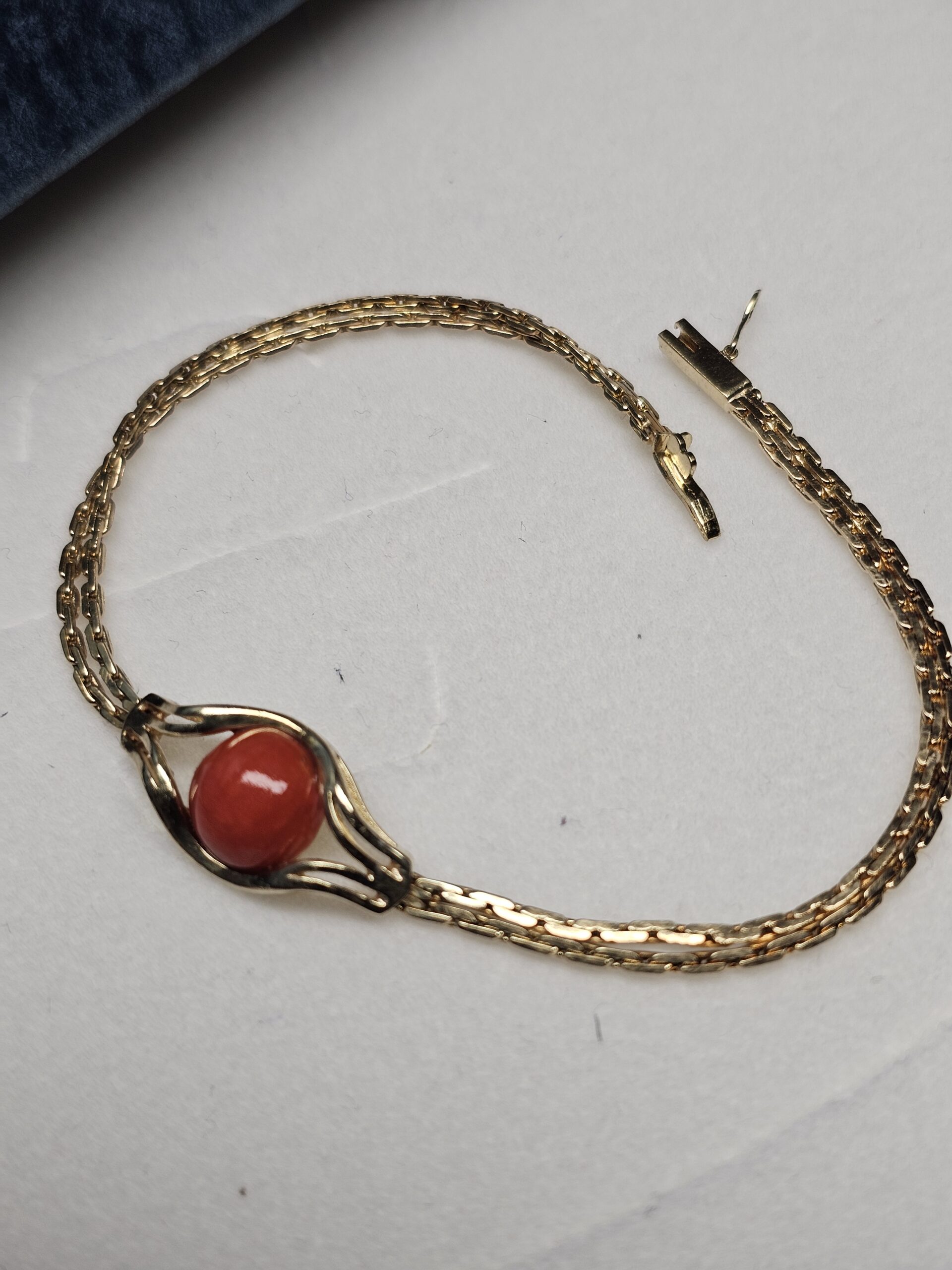 18 cm Nostalgisches Armband Gliederarmband Gold 333 Koralle Design Vintage elegant GA102