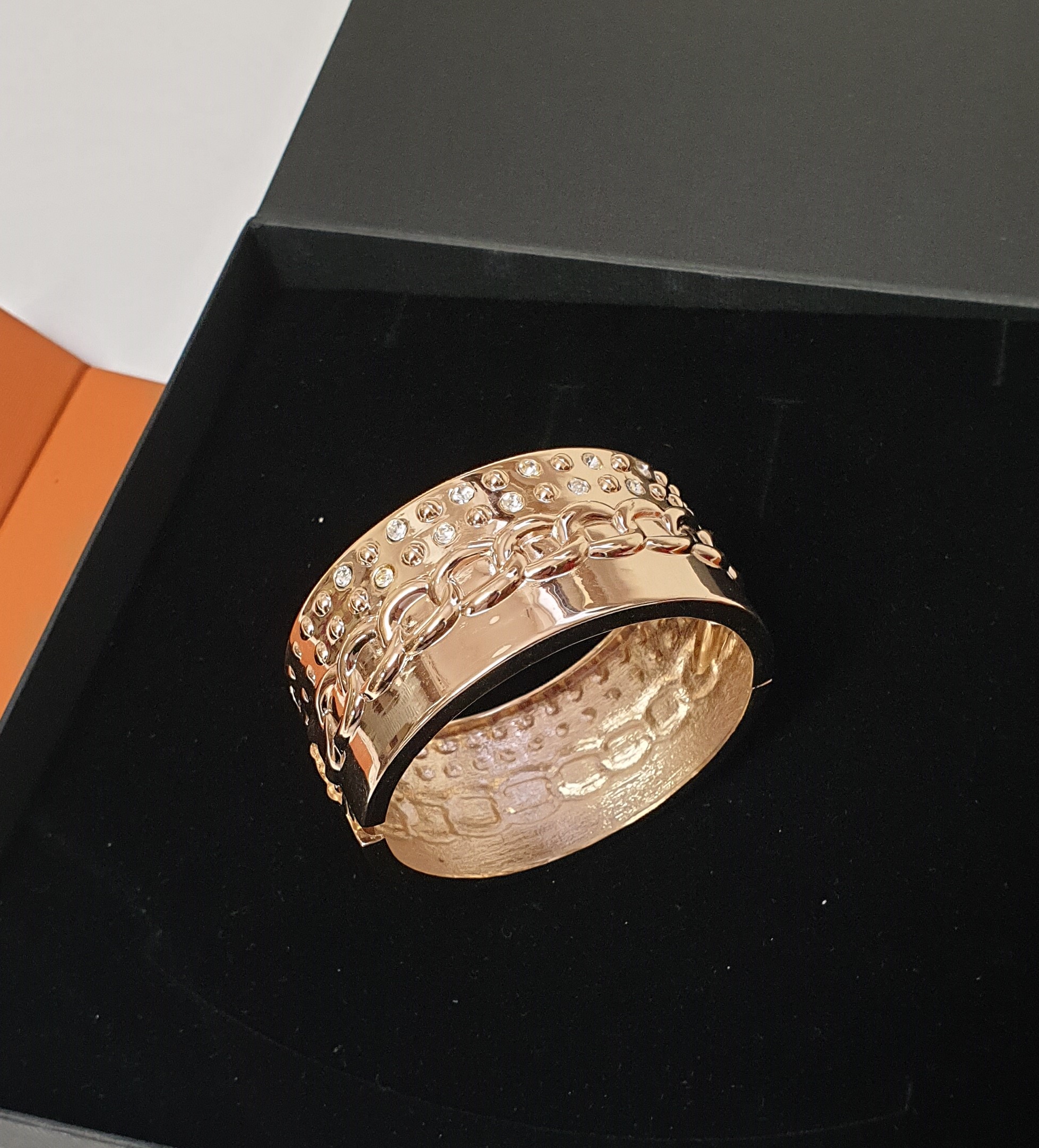 Breites Armband vergoldet Kristalle klar Vintage elegant MAB102