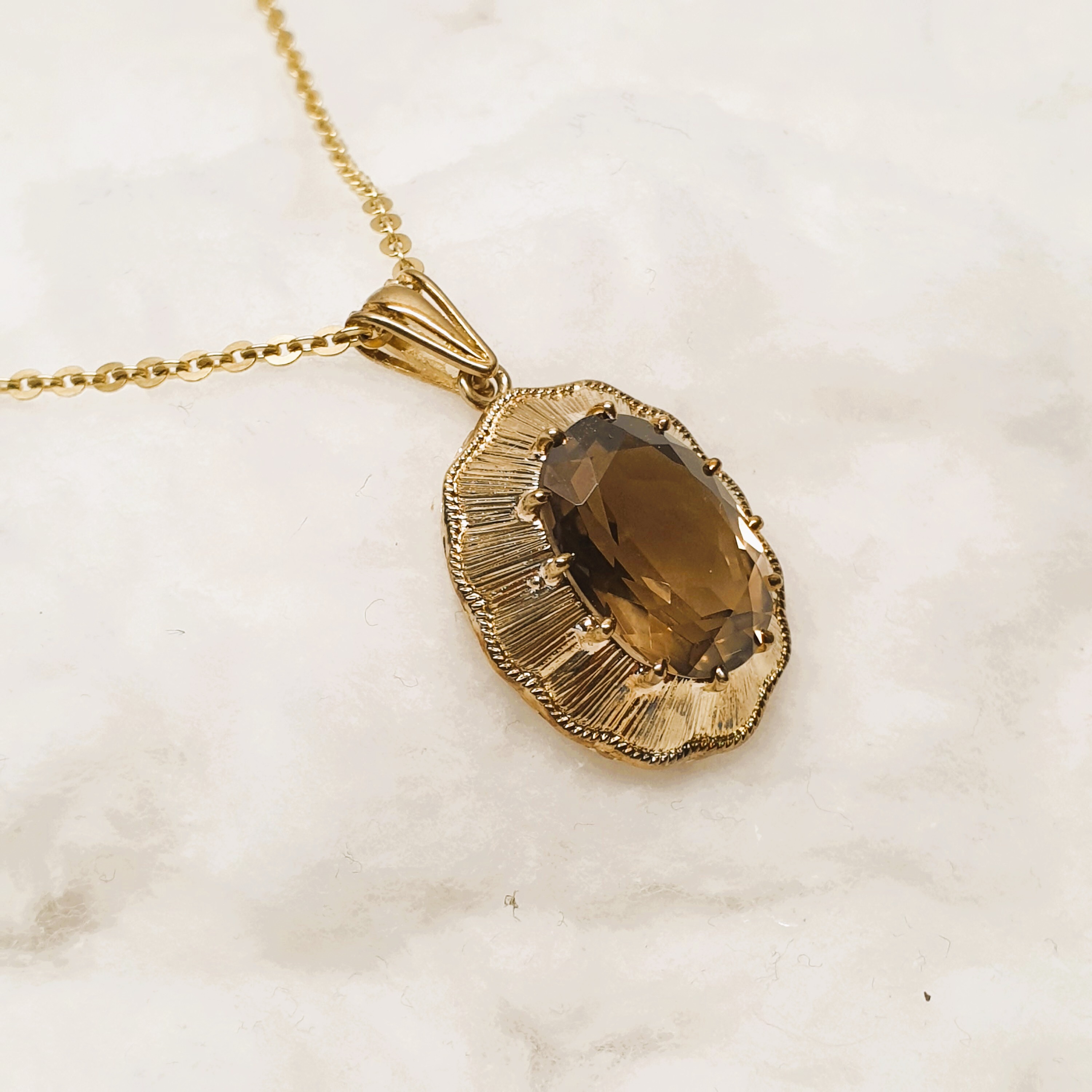 Nostalgischer Goldanhänger Anhänger - ohne Kette - Gold 333 Rauchquarz Shabby Vintage edel GAN160