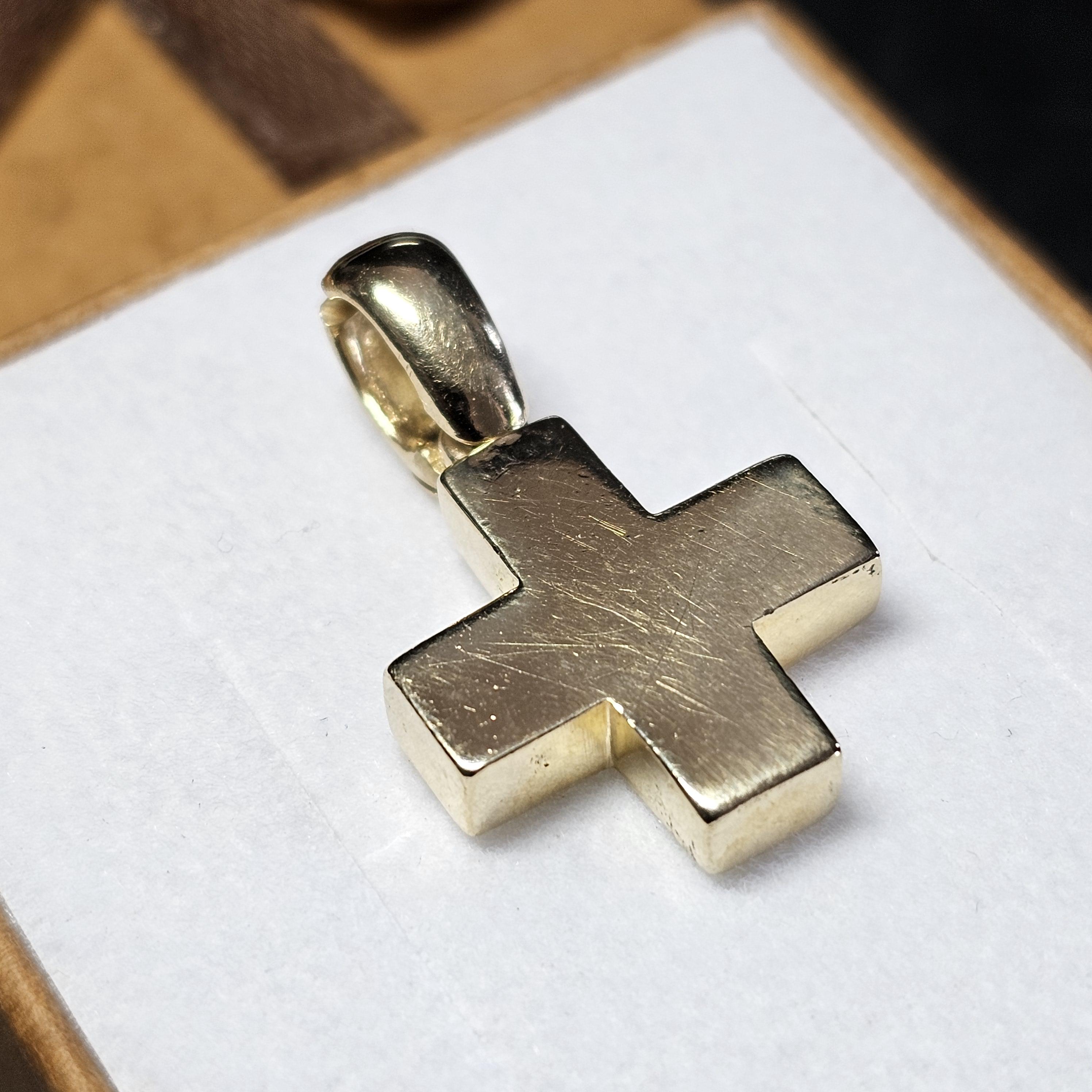 Anhänger Kreuz klein - ohne Kette - Gold 585 massiv schlichtes Design Vintage elegant GAN148