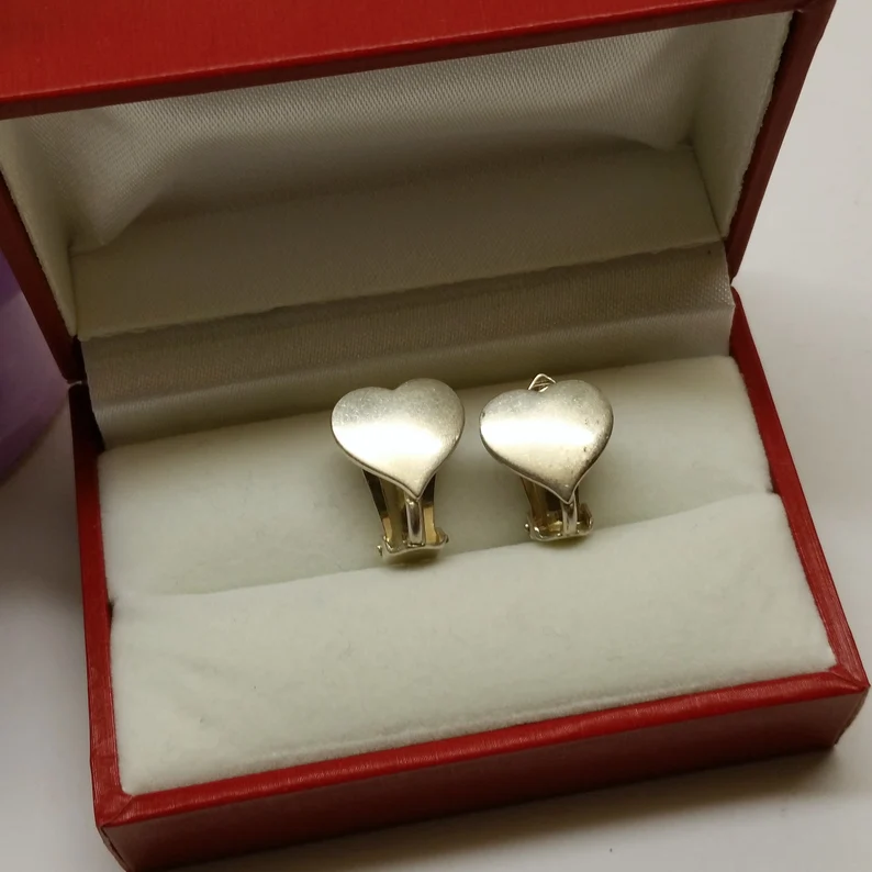 Hans Hansen Dänemark Modernist HaH Denmark Ohrringe Ohrclips Silber 925 Herzen Vintage edel SO207