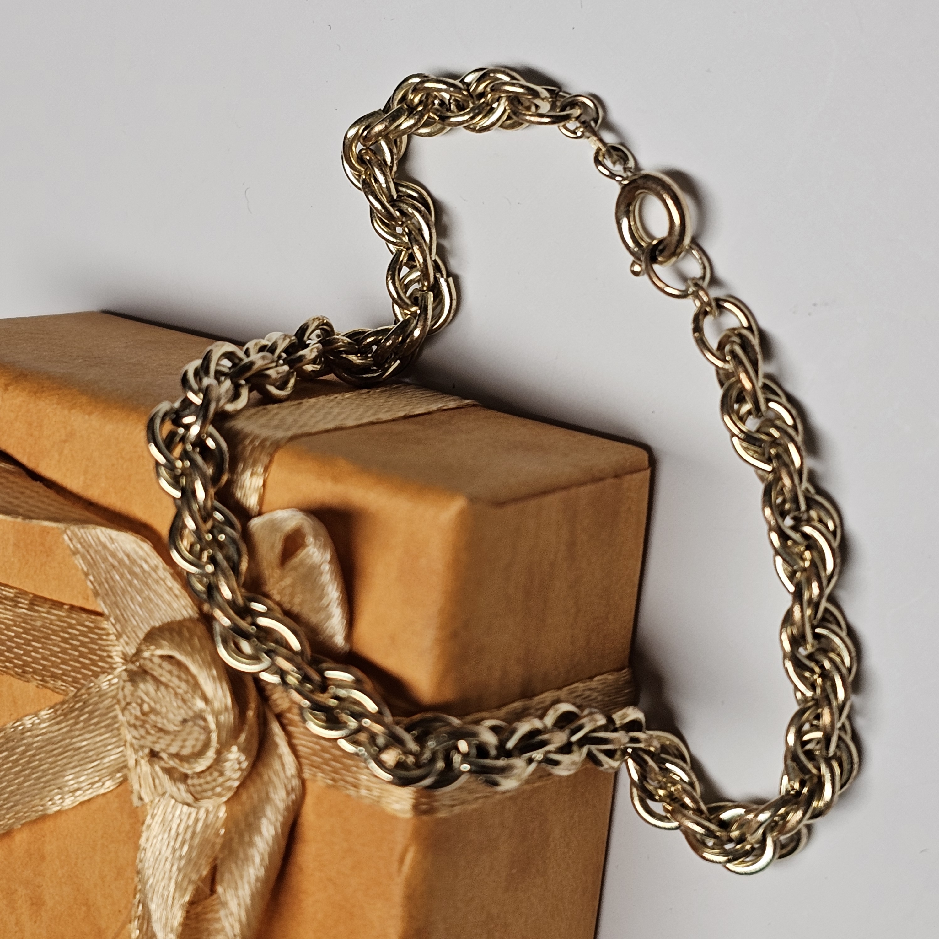 19 cm Armband Gliederarmband Doppelglieder Design American Doublé vergoldet Vintage elegant MAB100