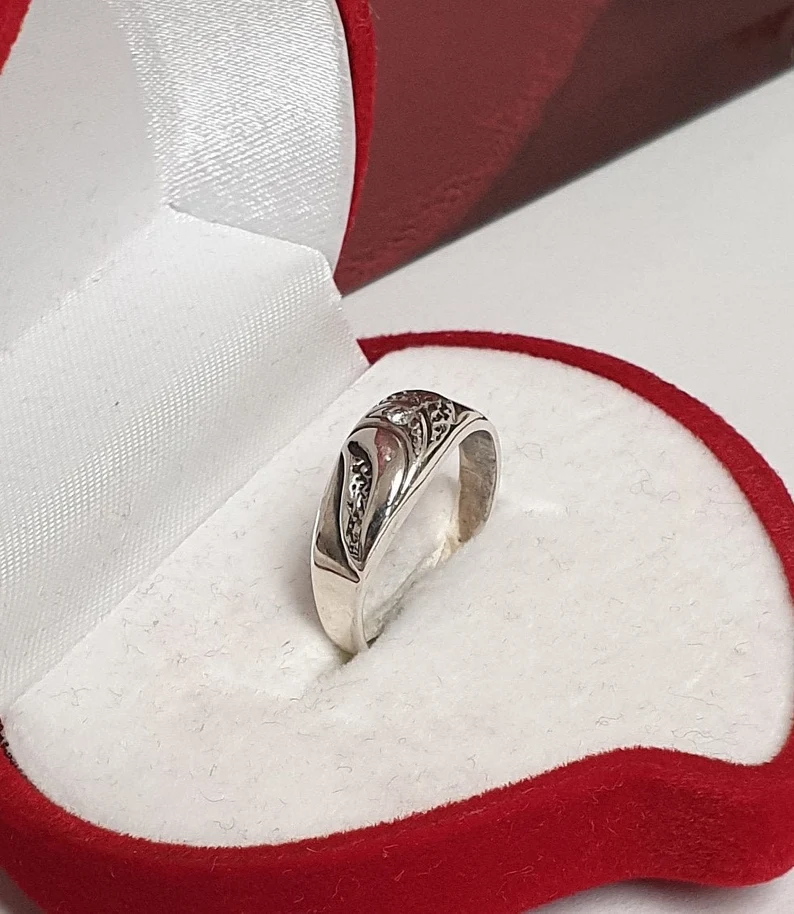 16,1 mm Nostalgischer Ring Silber 925 Diamant Steinchen Vintage elegant SR1006