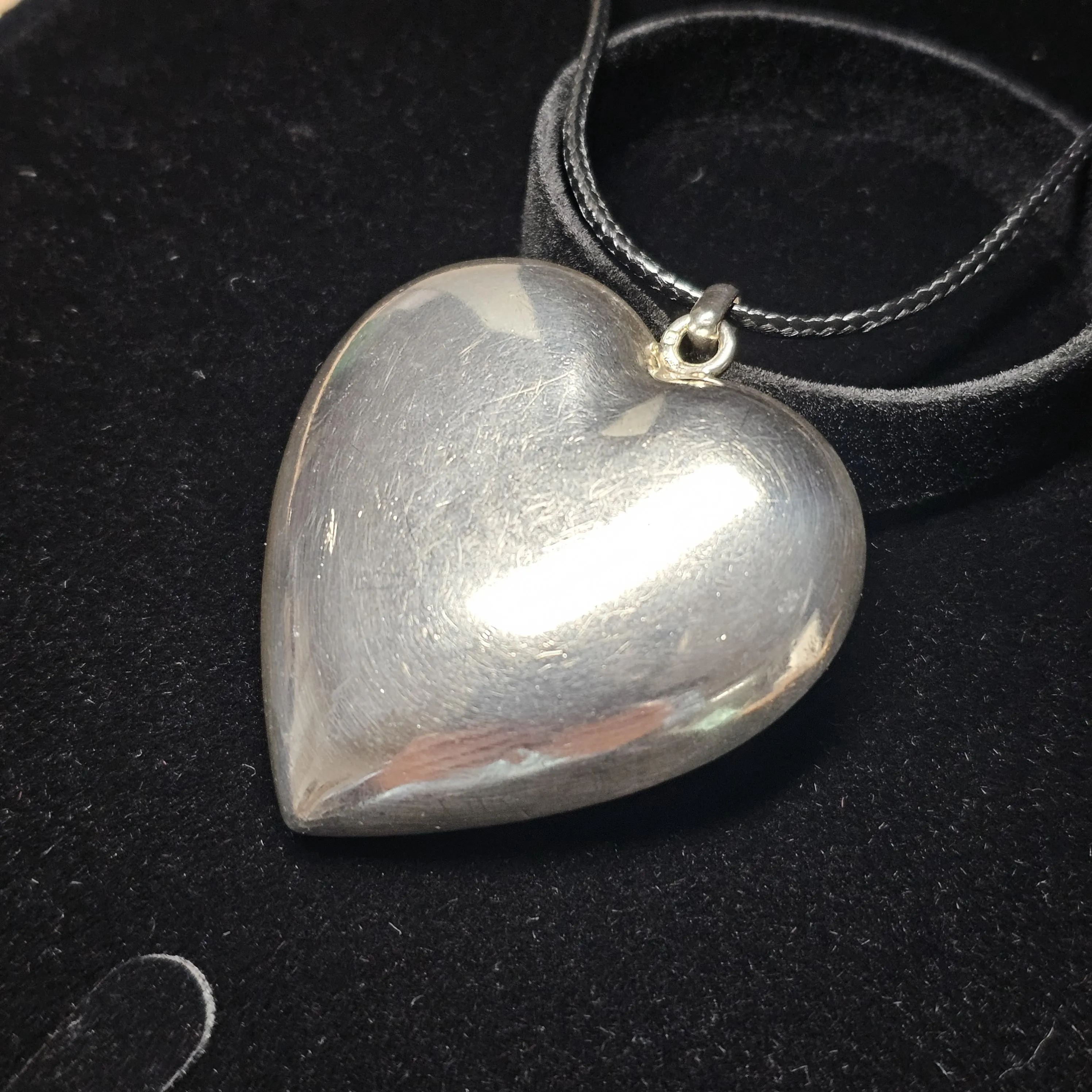 Großer Anhänger ohne Kette Herz Silber 925 Silberherz bauchig Vintage elegant SKA136