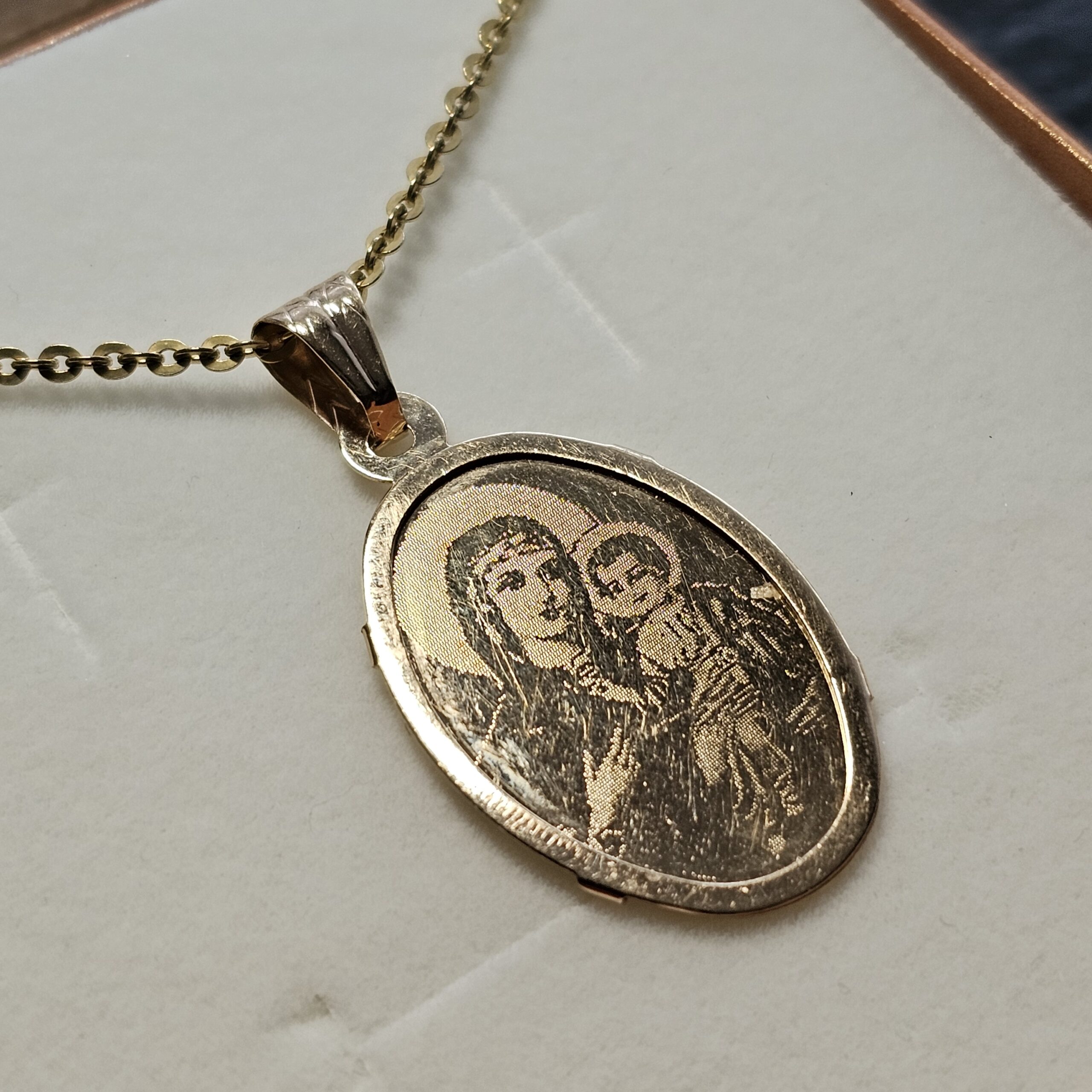 Anhänger Medaille ohne Kette Maria Jesuskind Gold Design Vintage elegant GAN214