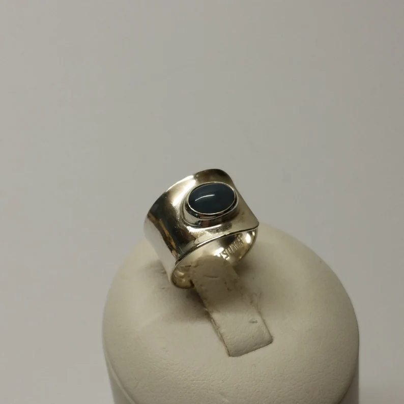 16,8 mm Ring Silber Mondstein Gert Thysell edel Vintage Modernist SR937