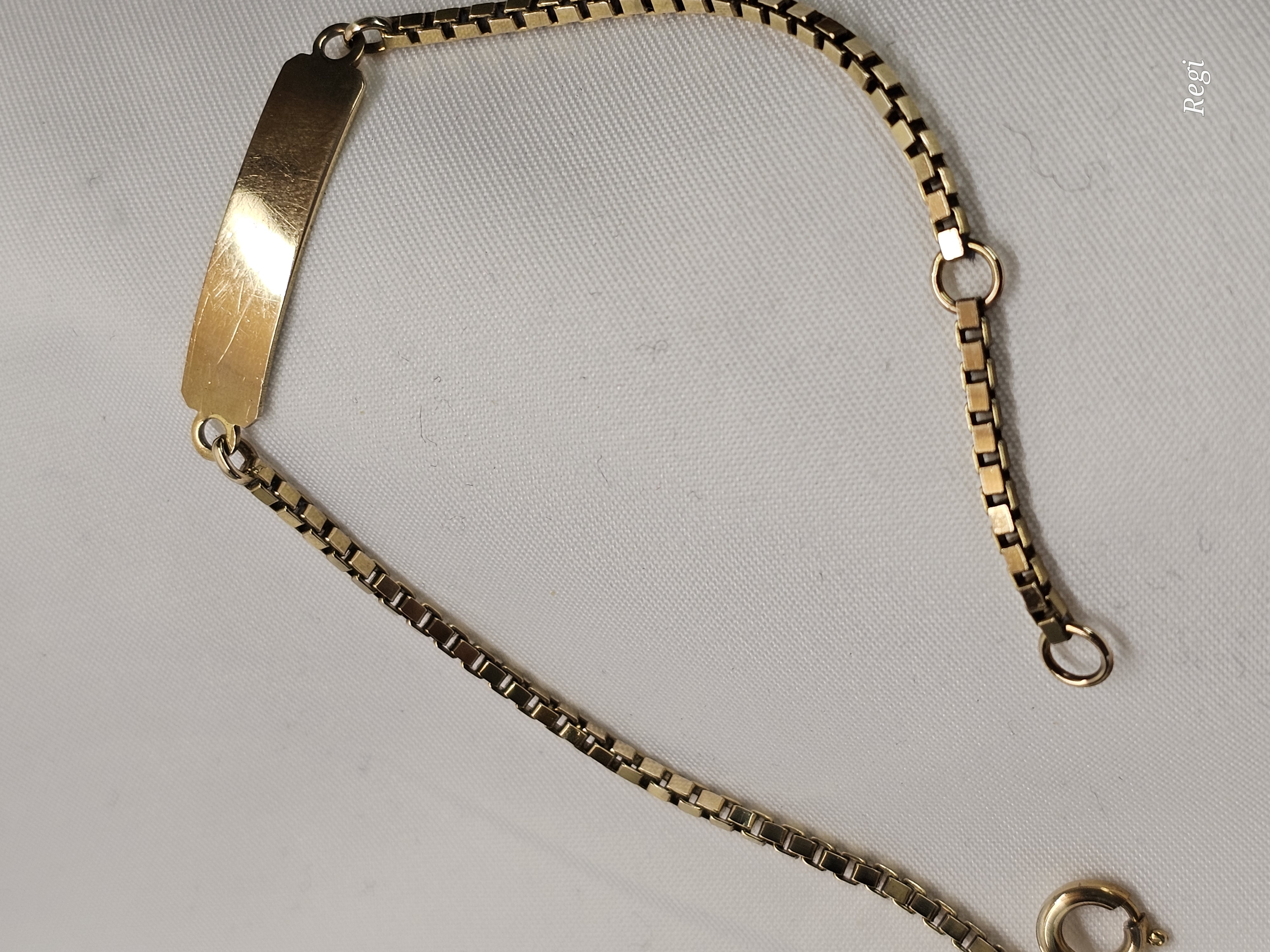 16 - 18,5 cm Armband Venezianer Armbändchen Silberarmband FBM Gold 333 Gravurplatte Vintage elegant GA114