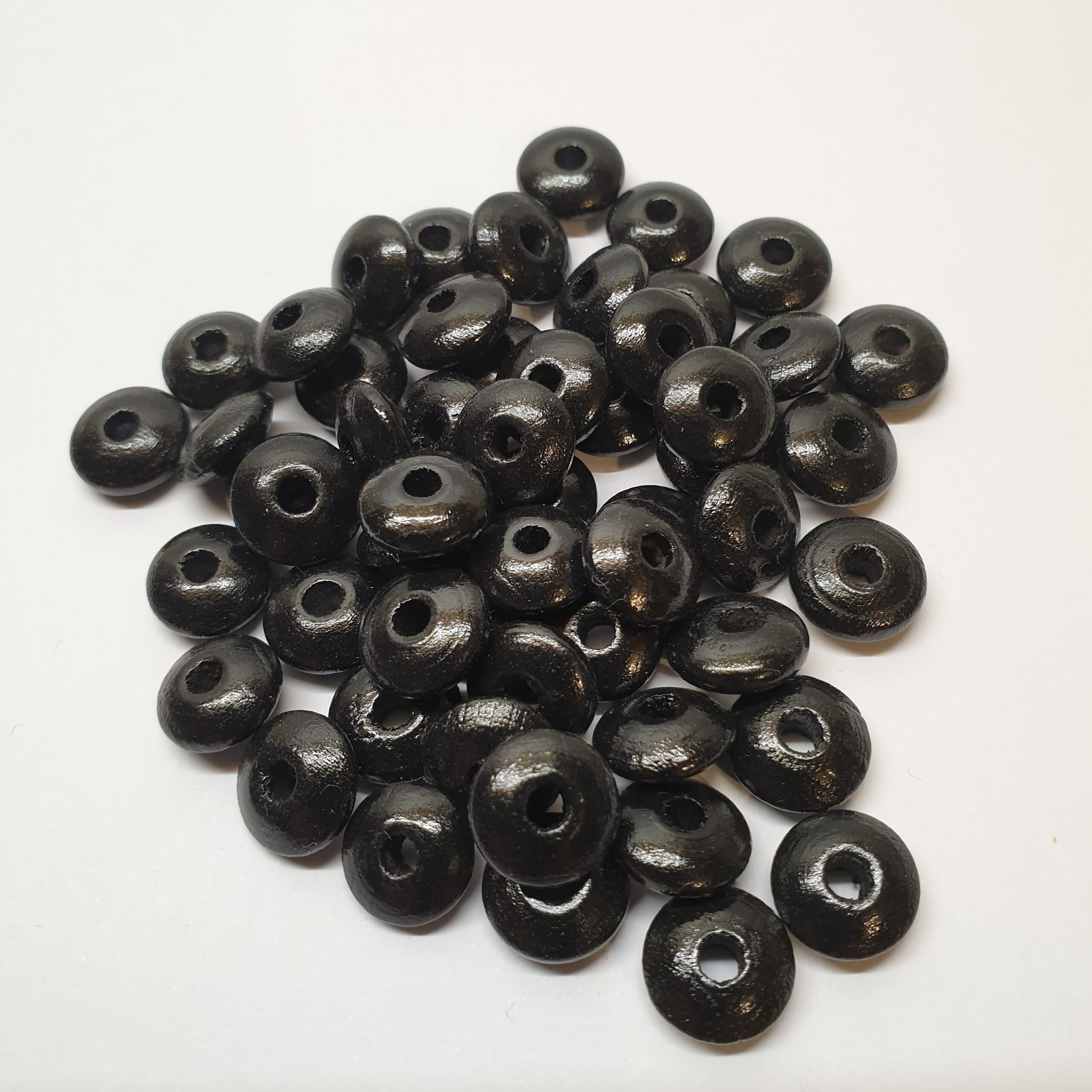 Holzperlen Holzlinsen Linsen schwarz 10 mm ca. 50 Stck. LI104