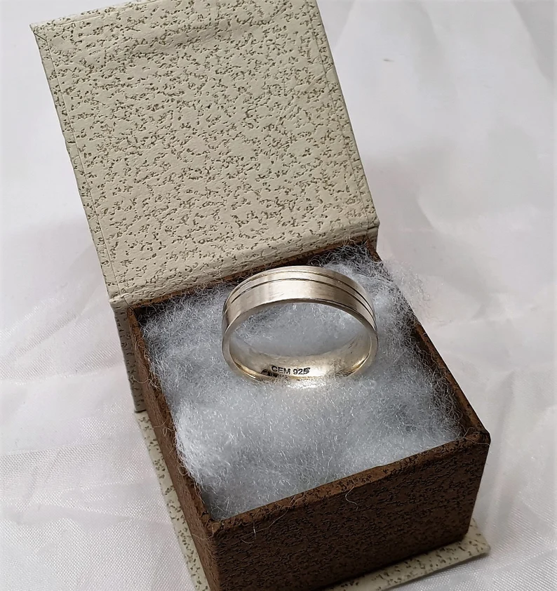 20,3 mm Silberring Ring Silber 925 Streifen Design Vintage edel SR362