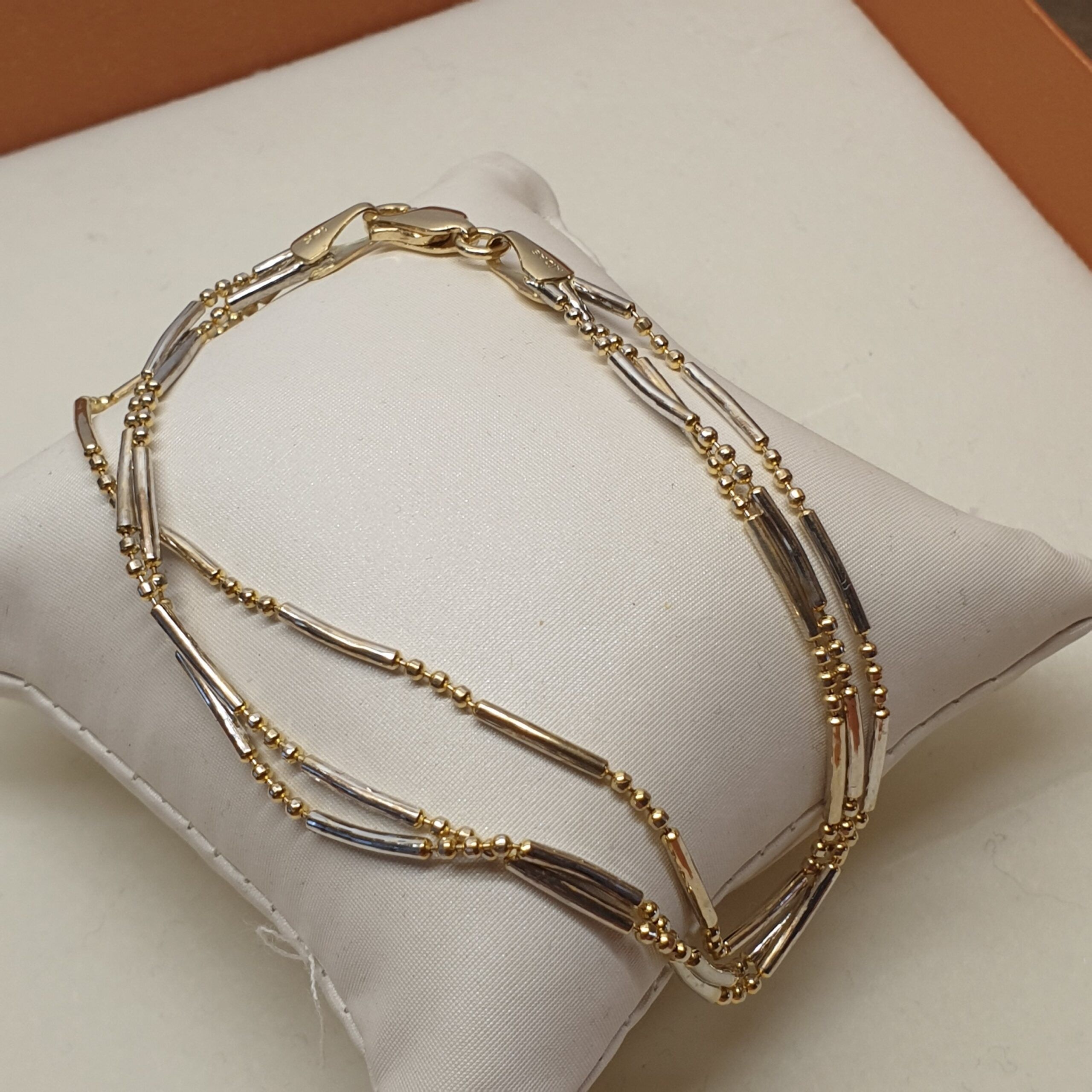 20,5 cm Design Armband Gliederarmband Gold 585 14 k teilplatiniert Vintage elegant GA103