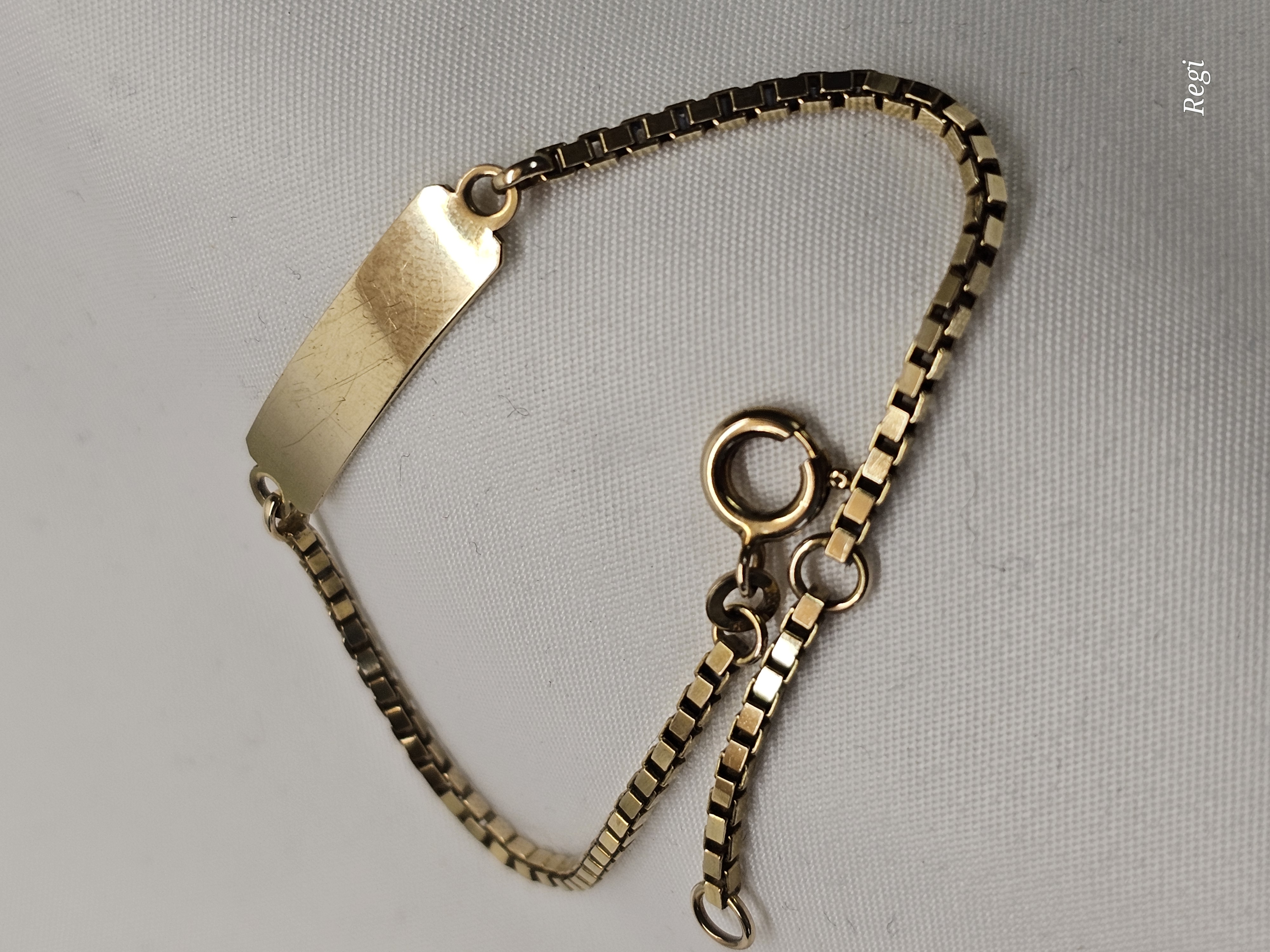 16 - 18,5 cm Armband Venezianer Armbändchen Silberarmband FBM Gold 333 Gravurplatte Vintage elegant GA114