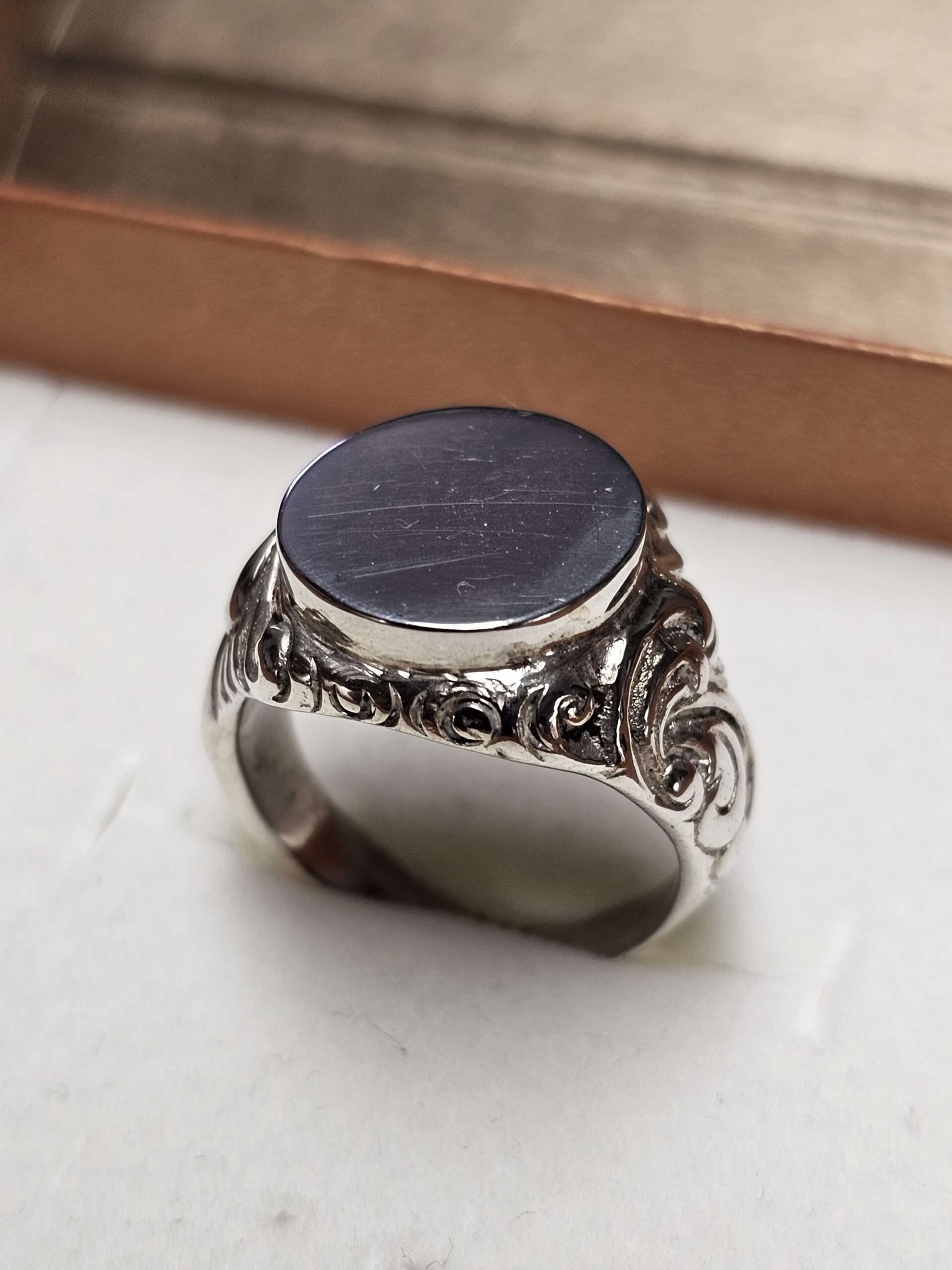 18,3 mm Nostalgischer Ring Siegelring 835 Silber aufwendiges Design mit Gravurplatte Shabby Vintage elegant SR1354