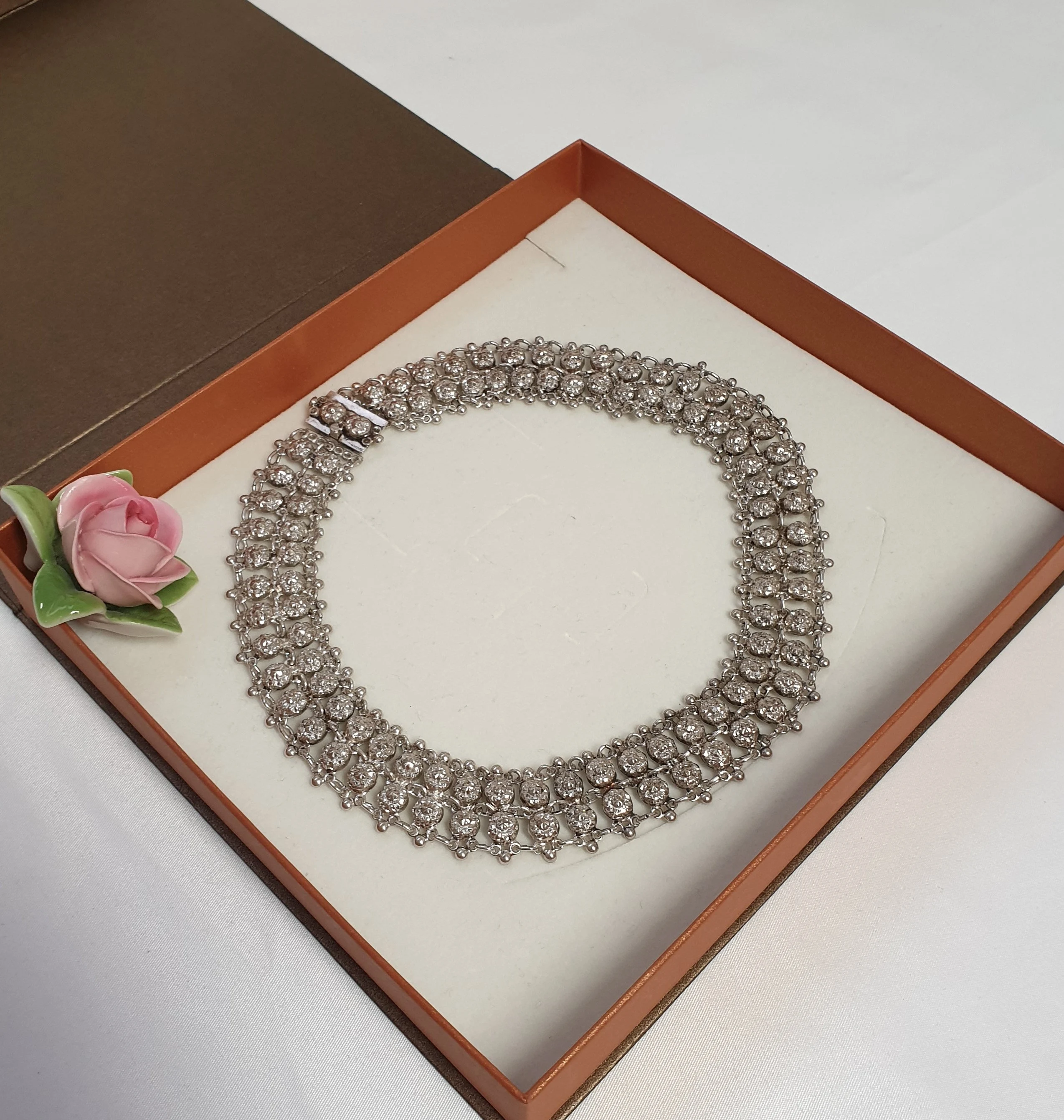 38,5 cm Kette Gliederkette Kropfkette Silber 835 Nostalgie Design edel Shabby Vintage SK528