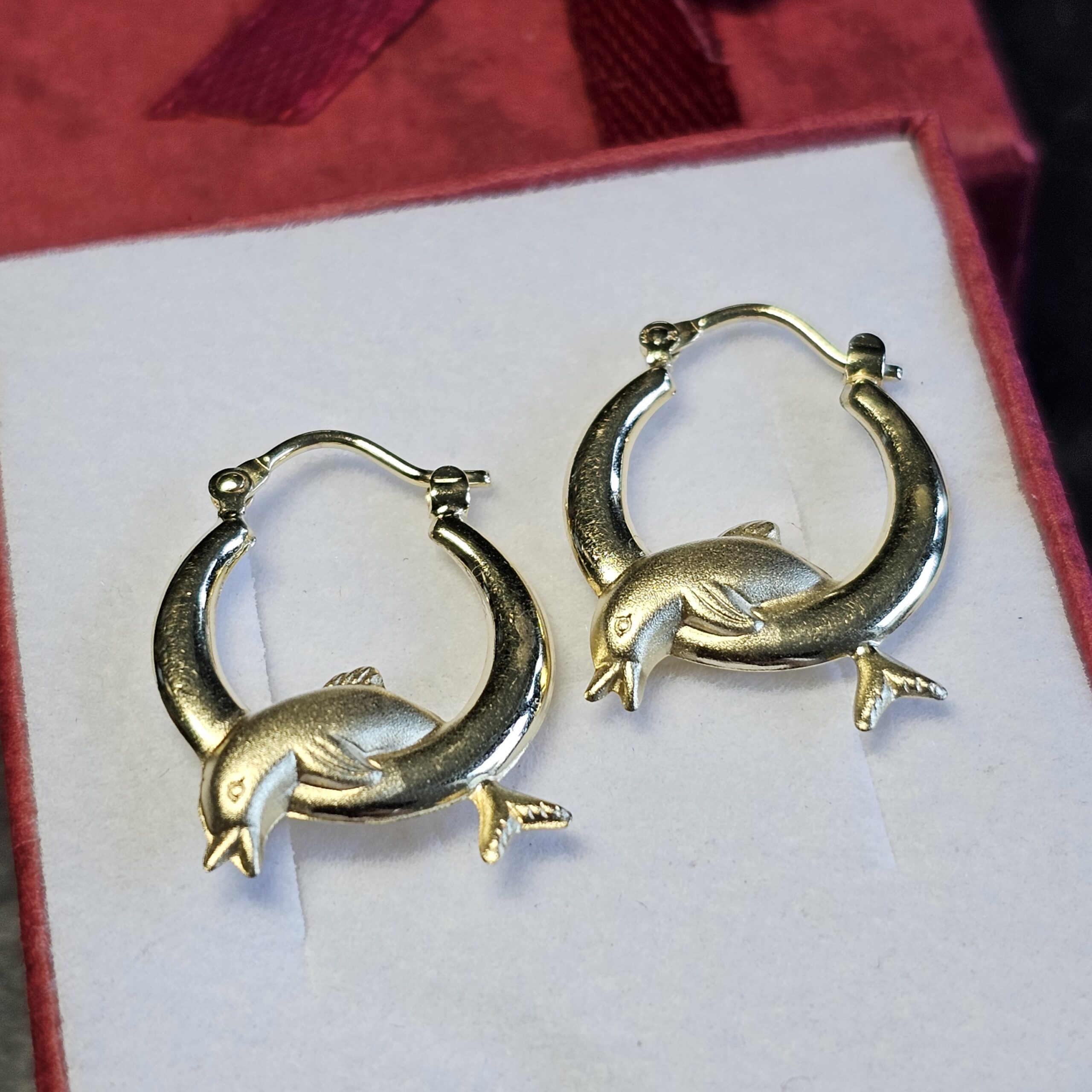 Nostalgische Ohrringe Creolen Gold 333 Delphine Vintage elegant selten rar OR191