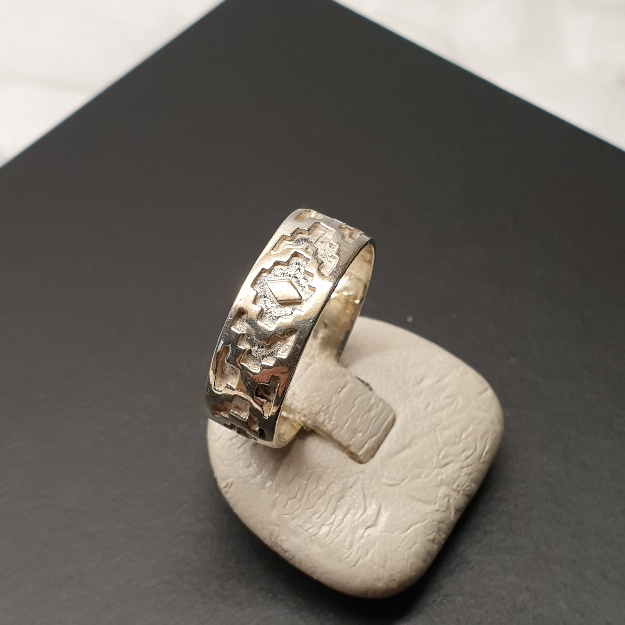 17,2 mm Nostalgischer Ring Bandring Silber 925 Vintage selten rar SR1162