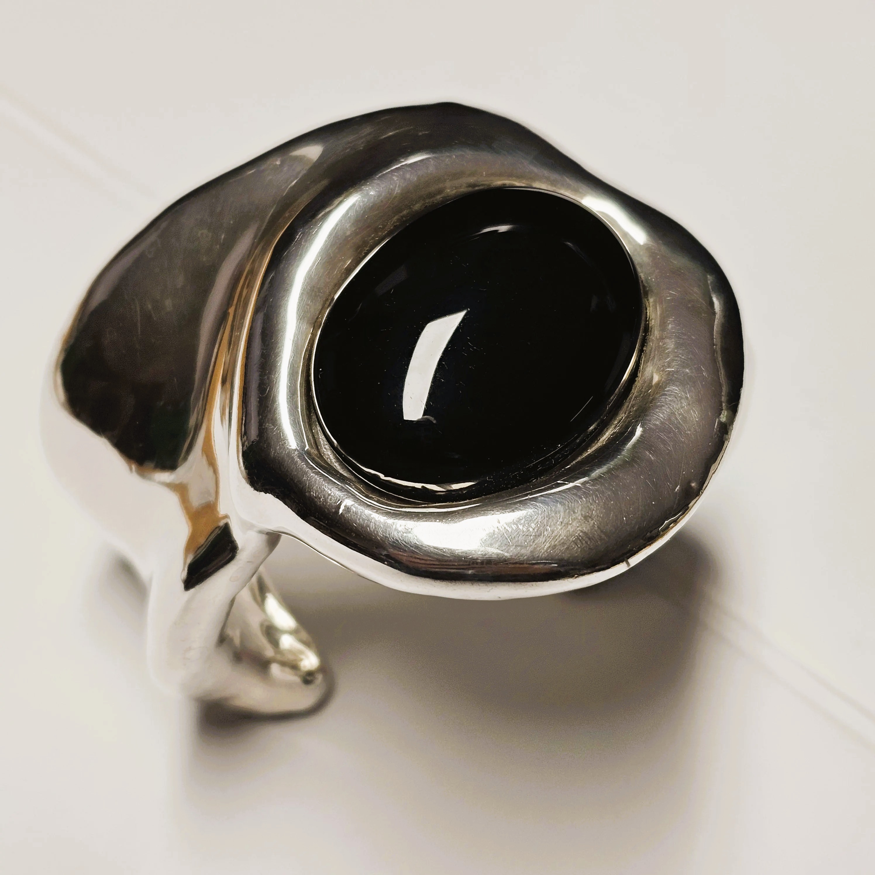 Designer Armschmuck Armreif Silber 925 Onyx schwarz prachtvoll Vintage elegant SA251