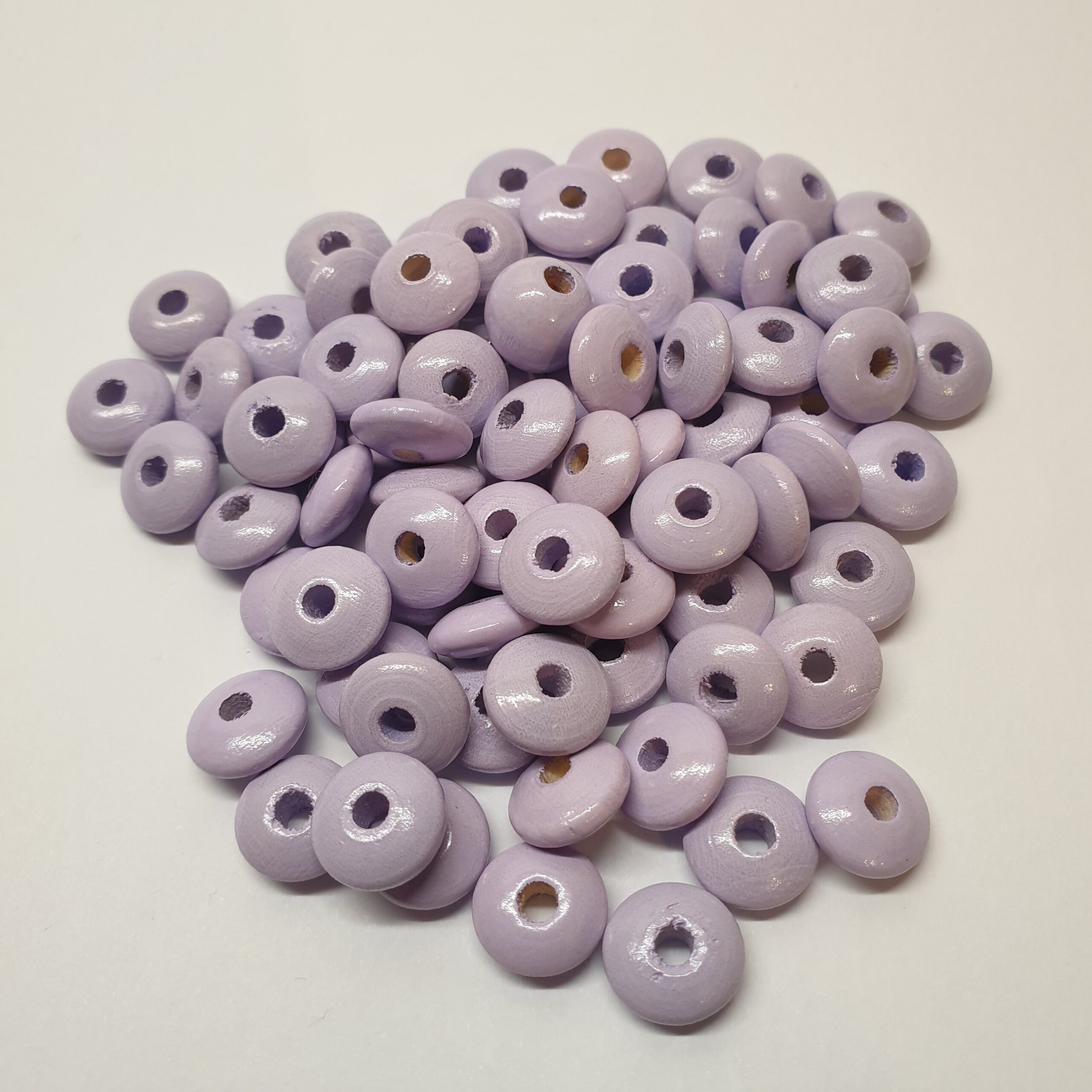 Holzperlen Holzlinsen Linsen lila fliederfarben 10 mm ca. 50 Stck. LI123
