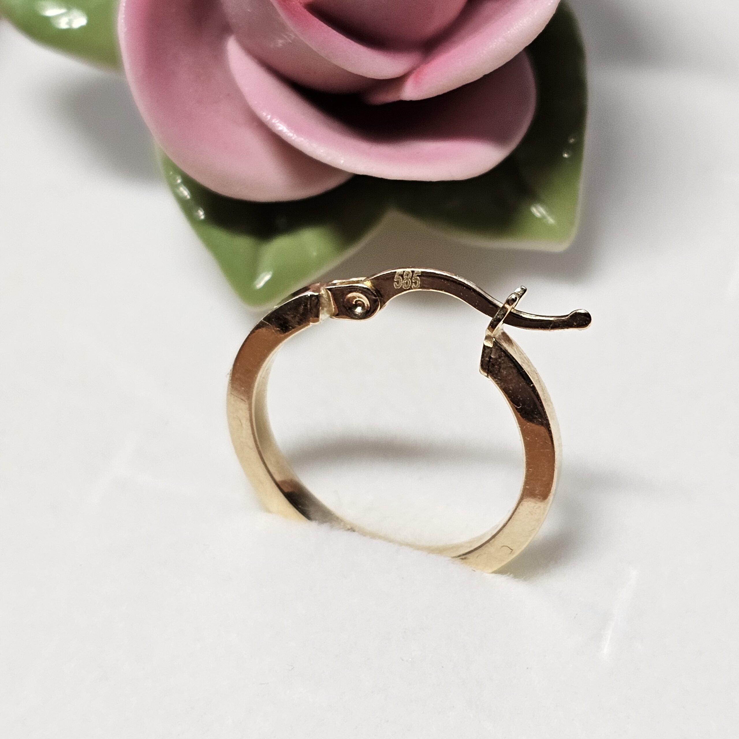 Einzelohrring 1 x Creole Ohrring Gold 585 Design schlicht Vintage Eleganz OR184