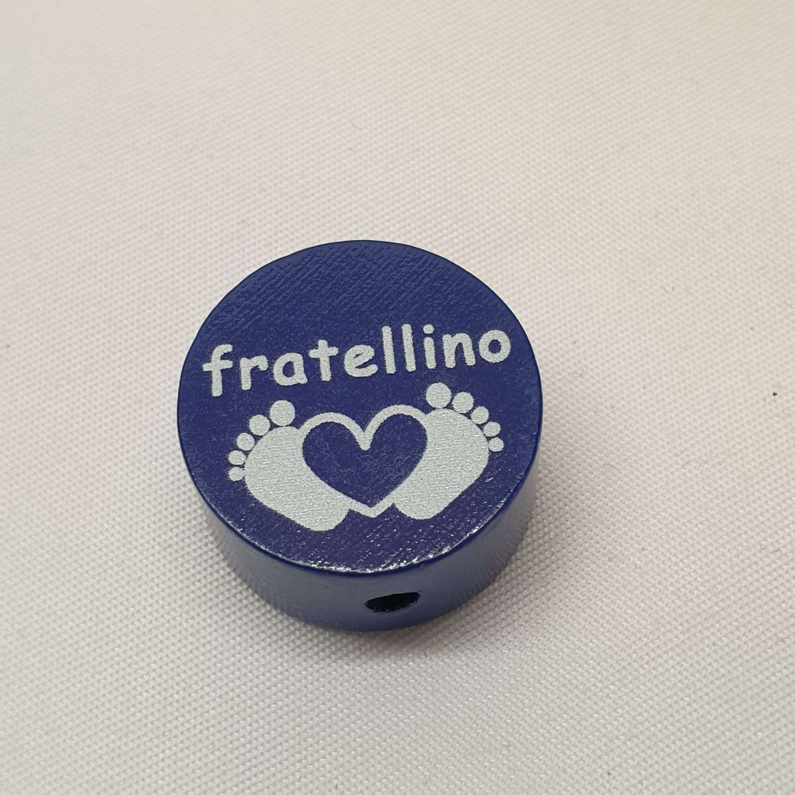 Motivperle Motiv Perle Scheibe rund Herz Füße Fratellino dunkelblau blau MP322