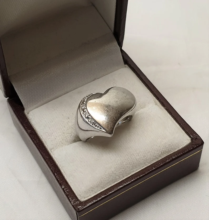 16 mm Ring Silberring Herz Silber 925 Silberring Kristalle Design edel stylisch SR1214