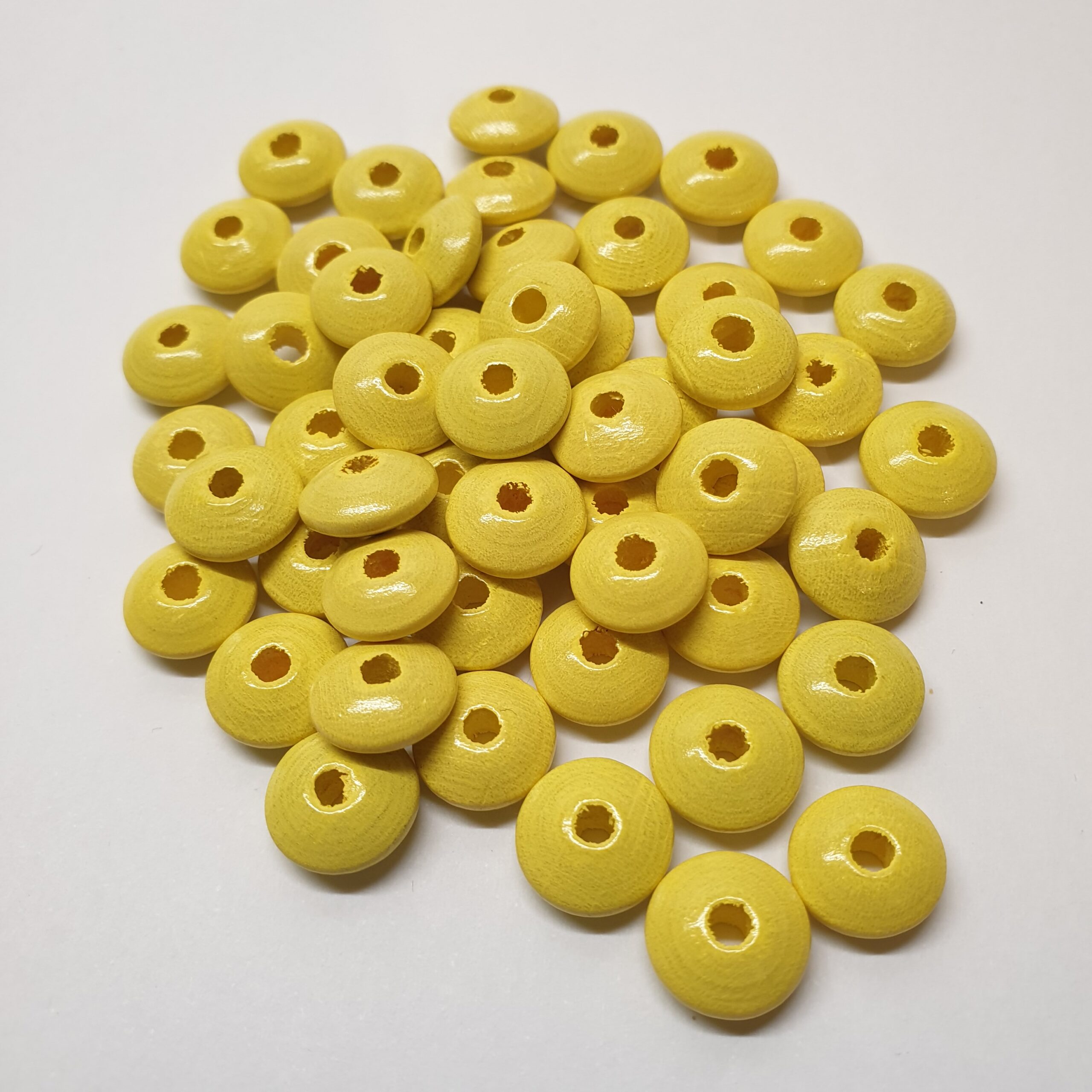 Holzperlen Holzlinsen Linsen gelb hellgelb zitronengelb 10 mm ca. 50 Stck. LI101