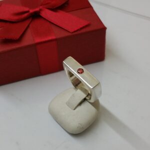17,2 mm Sezgin Designer Ring Silber Kristall rot-orange SR731