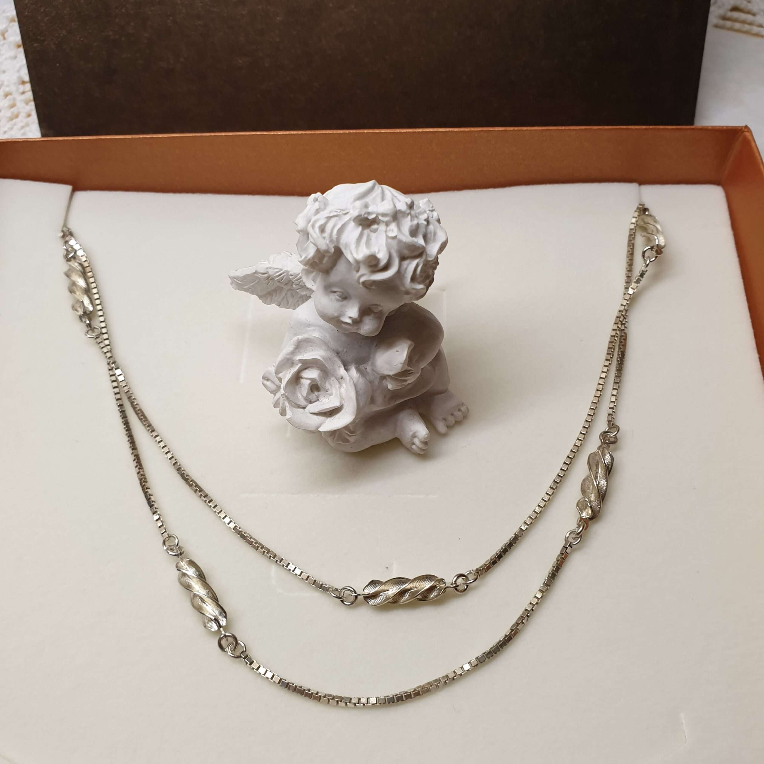 85,5 cm Kette Halskette Venezianer 835 Silber Gliederkette mit Elementen Vintage edel SK1387