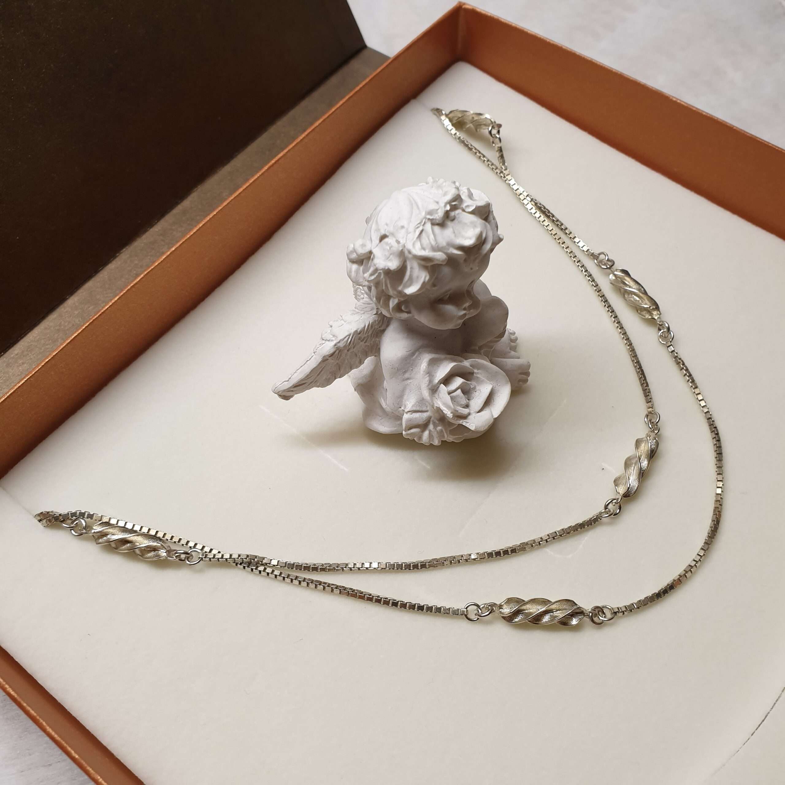 85,5 cm Kette Halskette Venezianer 835 Silber Gliederkette mit Elementen Vintage edel SK1387 – Bild 4