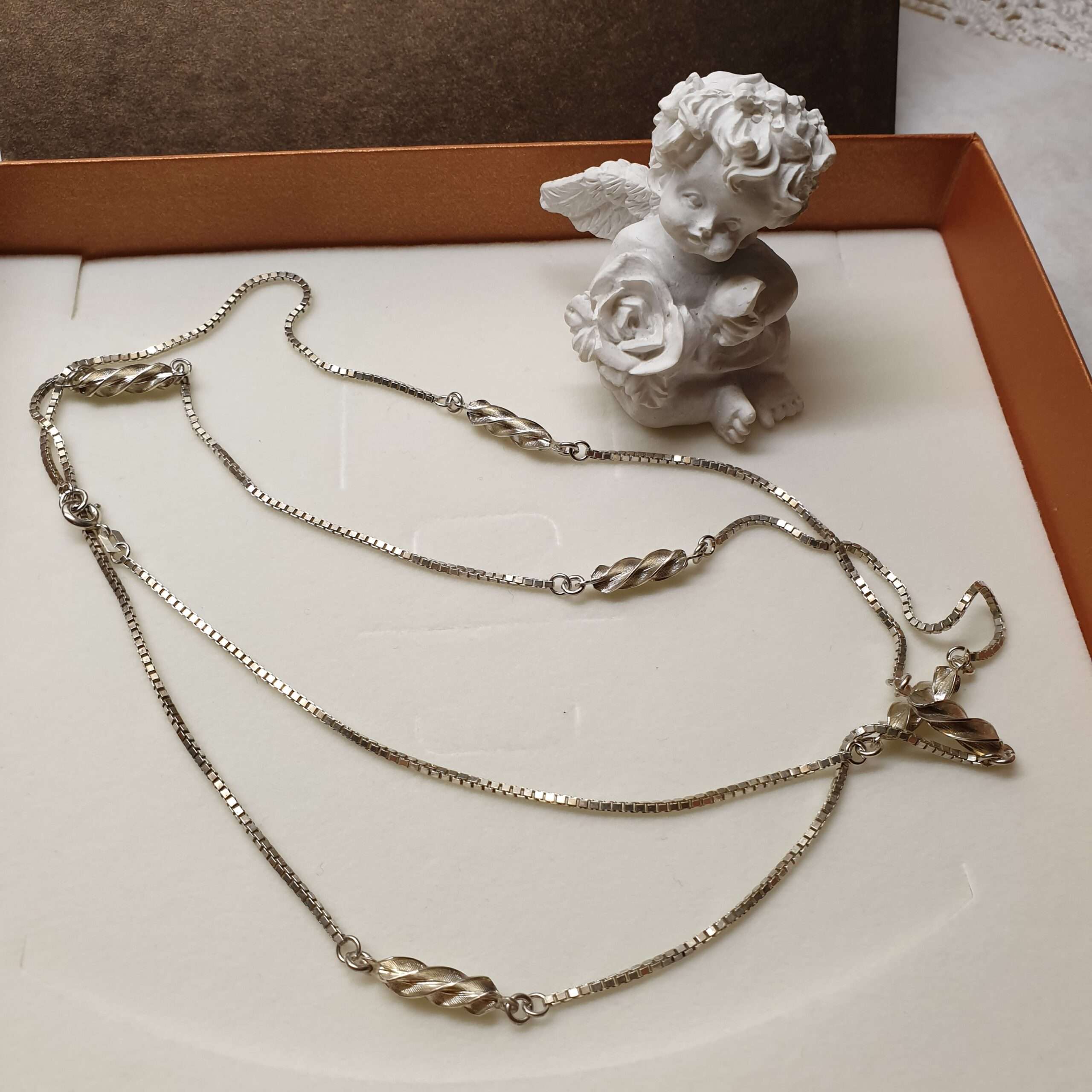 85,5 cm Kette Halskette Venezianer 835 Silber Gliederkette mit Elementen Vintage edel SK1387 – Bild 5