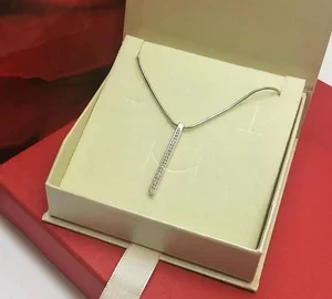 42 - 44 cm Kette Halskette Schlangenkette mit Anhänger Silber 925 Kristalle klar Vintage SK1328