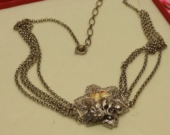 40,5 - 46,5 cm Trachtenkette Halskette Collier Silber Grandeln Silberschmiede Kunst selten rar SK1316 – Bild 3