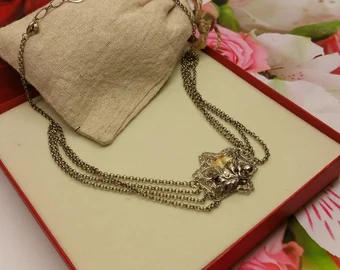 40,5 - 46,5 cm Trachtenkette Halskette Collier Silber Grandeln Silberschmiede Kunst selten rar SK1316