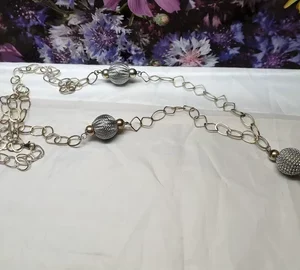 114 cm Halskette Kette Gliederkette Kugeln Silber 925 edel Vintage SK1409