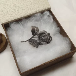 Anstecknadel Brosche Blume Silber 835 Markasiten floral edel Vintage SB355