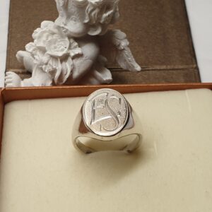 21,7 mm Ring Siegelring Silber 835 Initialen Buchstaben "ES" Vintage elegant SR1250