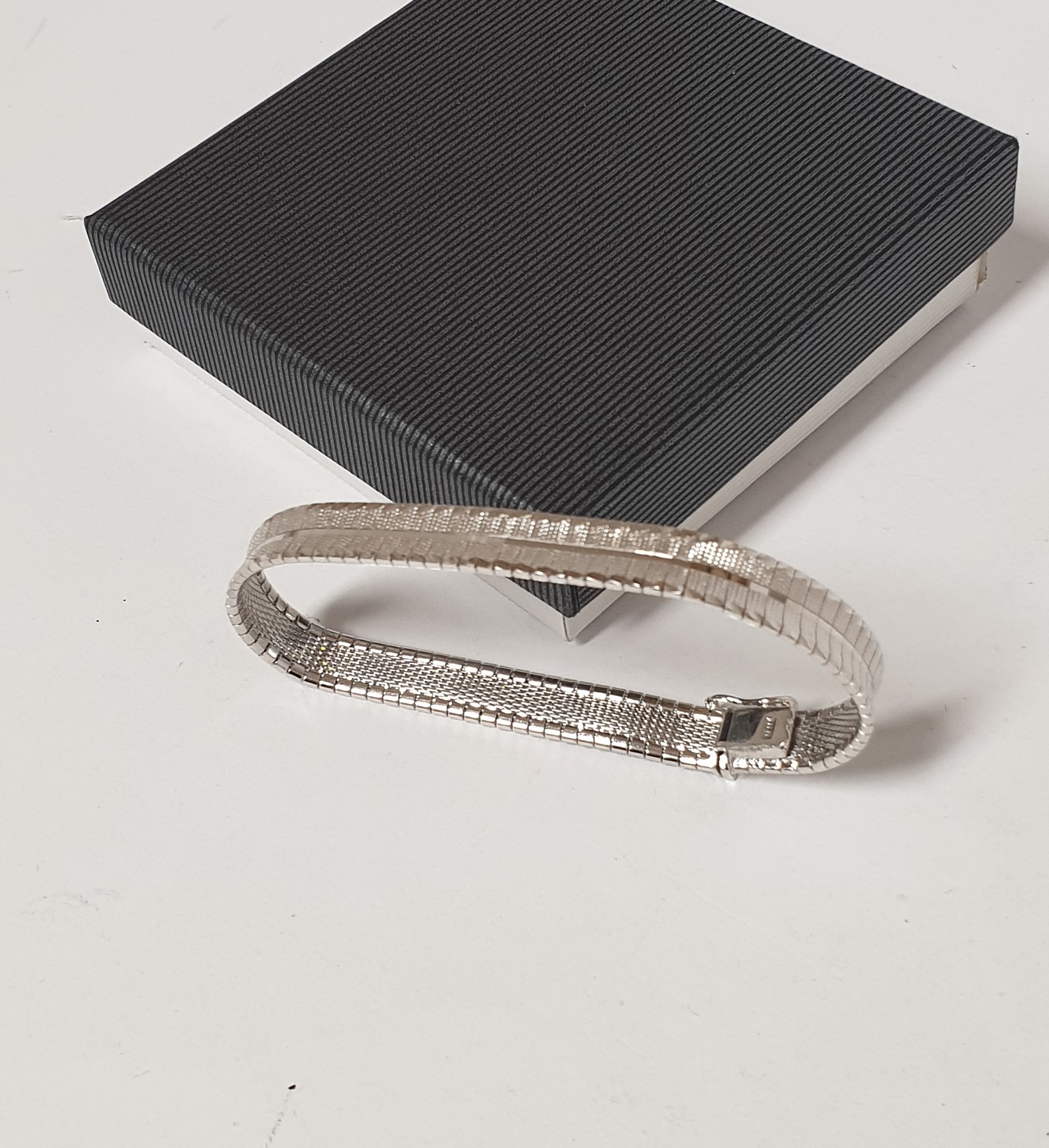 19 cm Milanaise Teppicharmband Schlangenarmband Armband Silber 835 Vintage edel Design SA499 – Bild 3